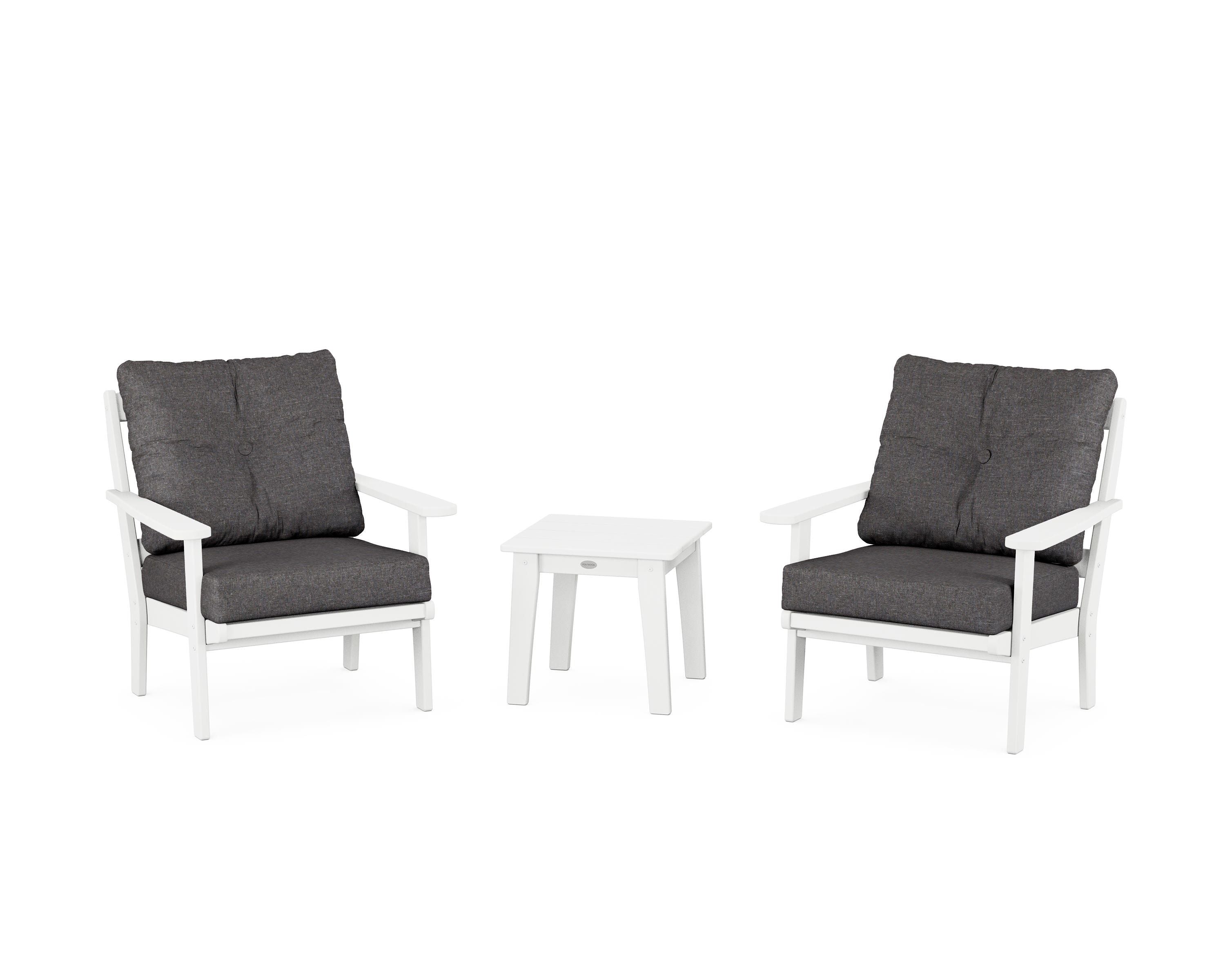POLYWOOD® Mission 3-Piece Deep Seating Set in White / Ash Charcoal