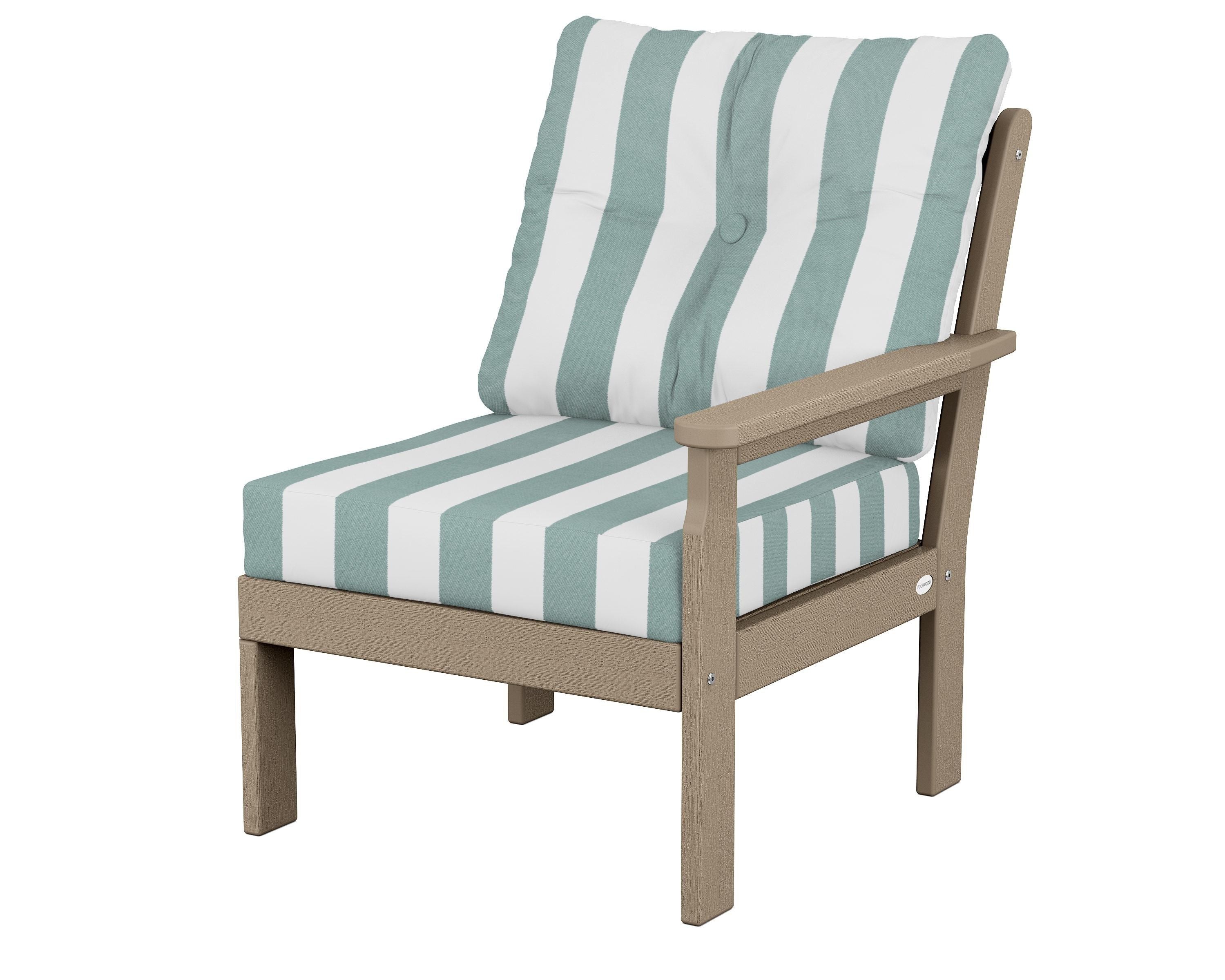 POLYWOOD® Vineyard Modular Right Arm Chair in Vintage Sahara / Cabana Stripe Glacier Spa