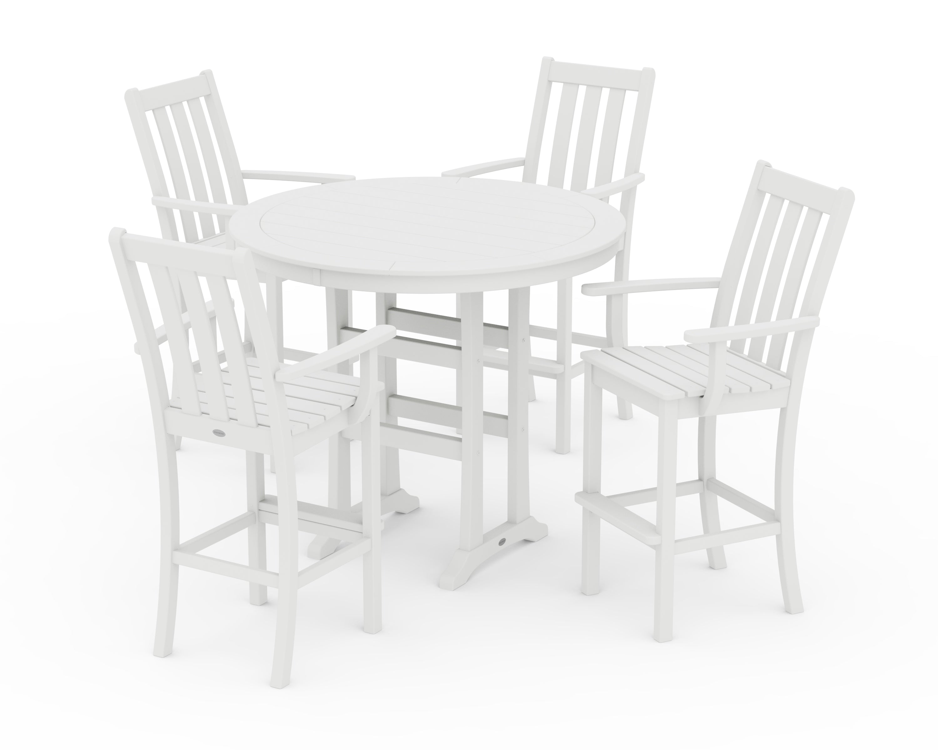 POLYWOOD® Vineyard 5-Piece Round Bar Set in White