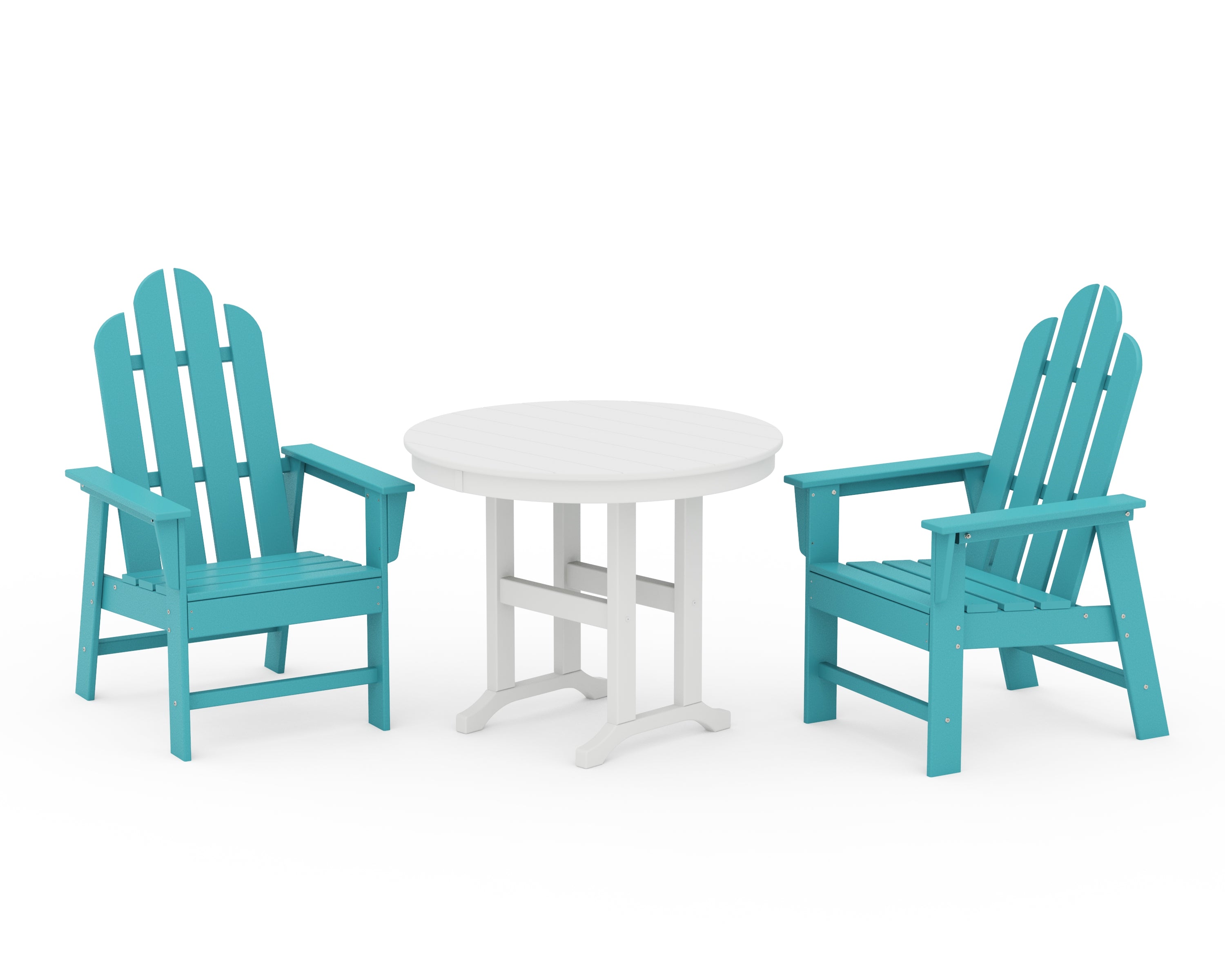 POLYWOOD® Long Island 3-Piece Round Dining Set in Aruba / White