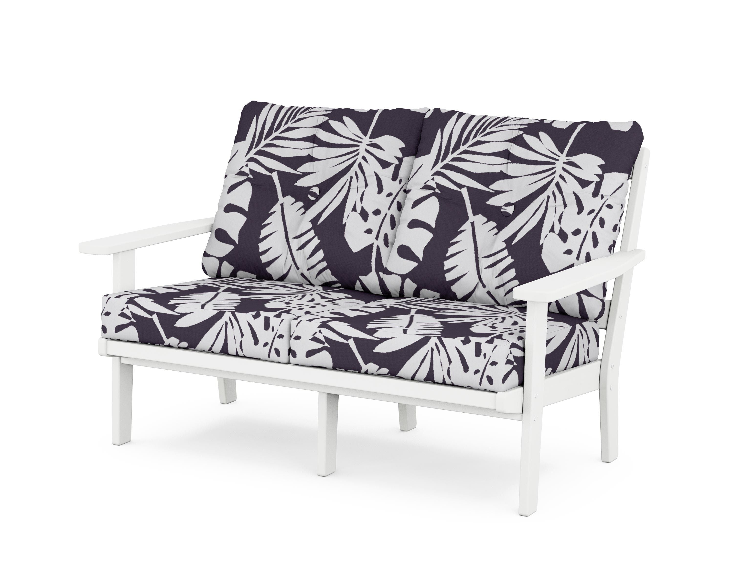 POLYWOOD® Oxford Deep Seating Loveseat in White / Leaf Navy