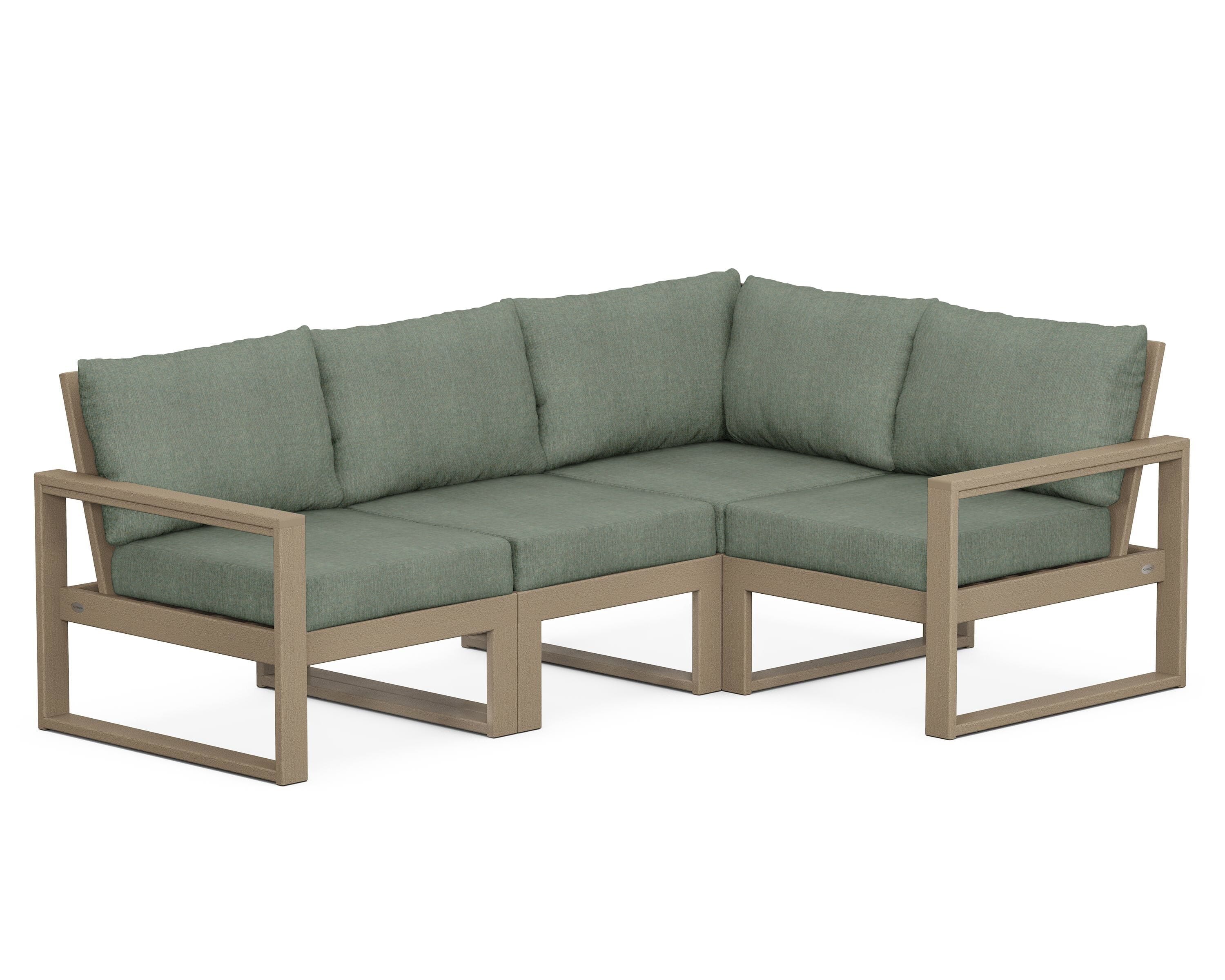 POLYWOOD® EDGE 4-Piece Modular Deep Seating Set in Vintage Sahara / Cast Sage