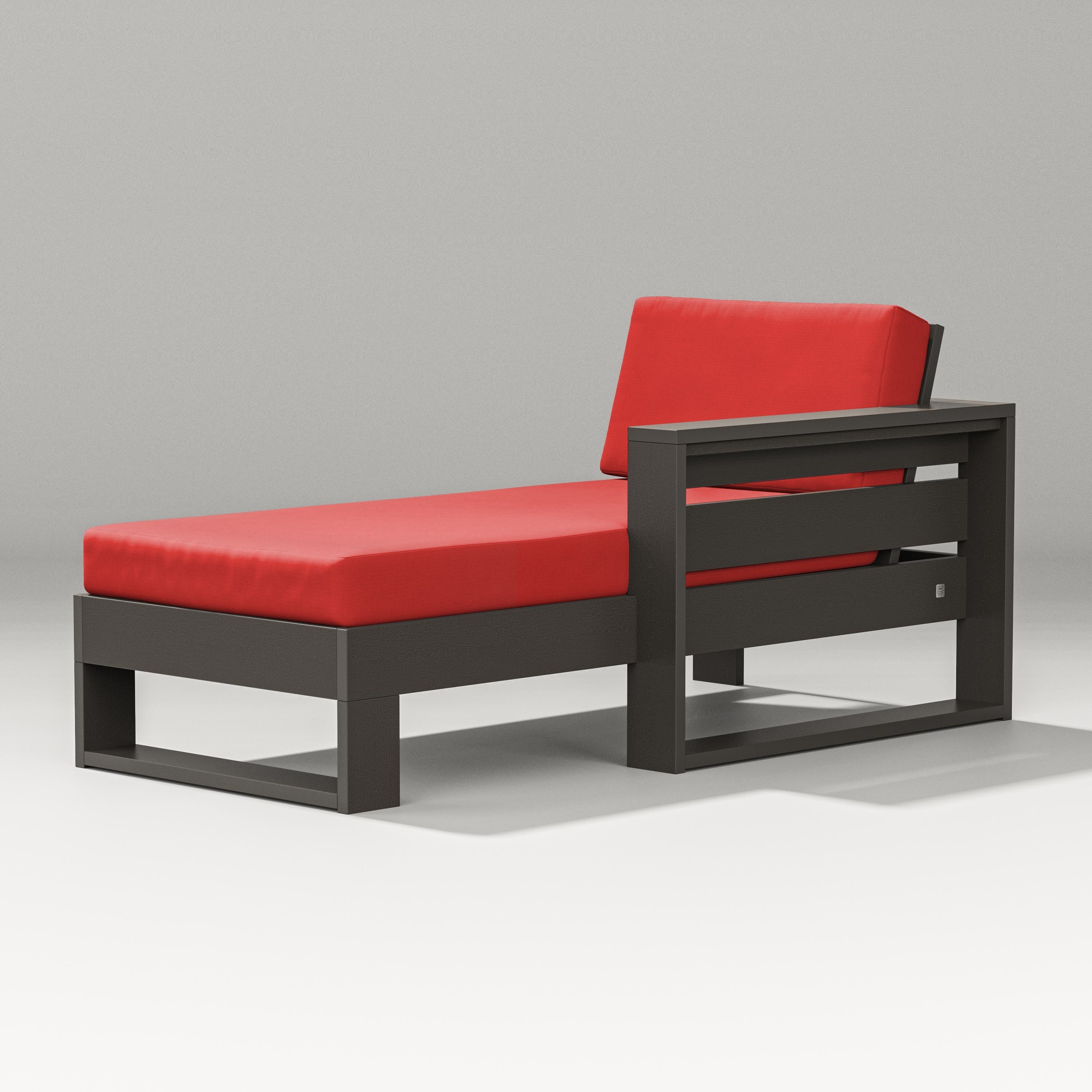 PW Designer Series Latitude Modular Right Arm Chaise in Vintage Coffee / Crimson Linen