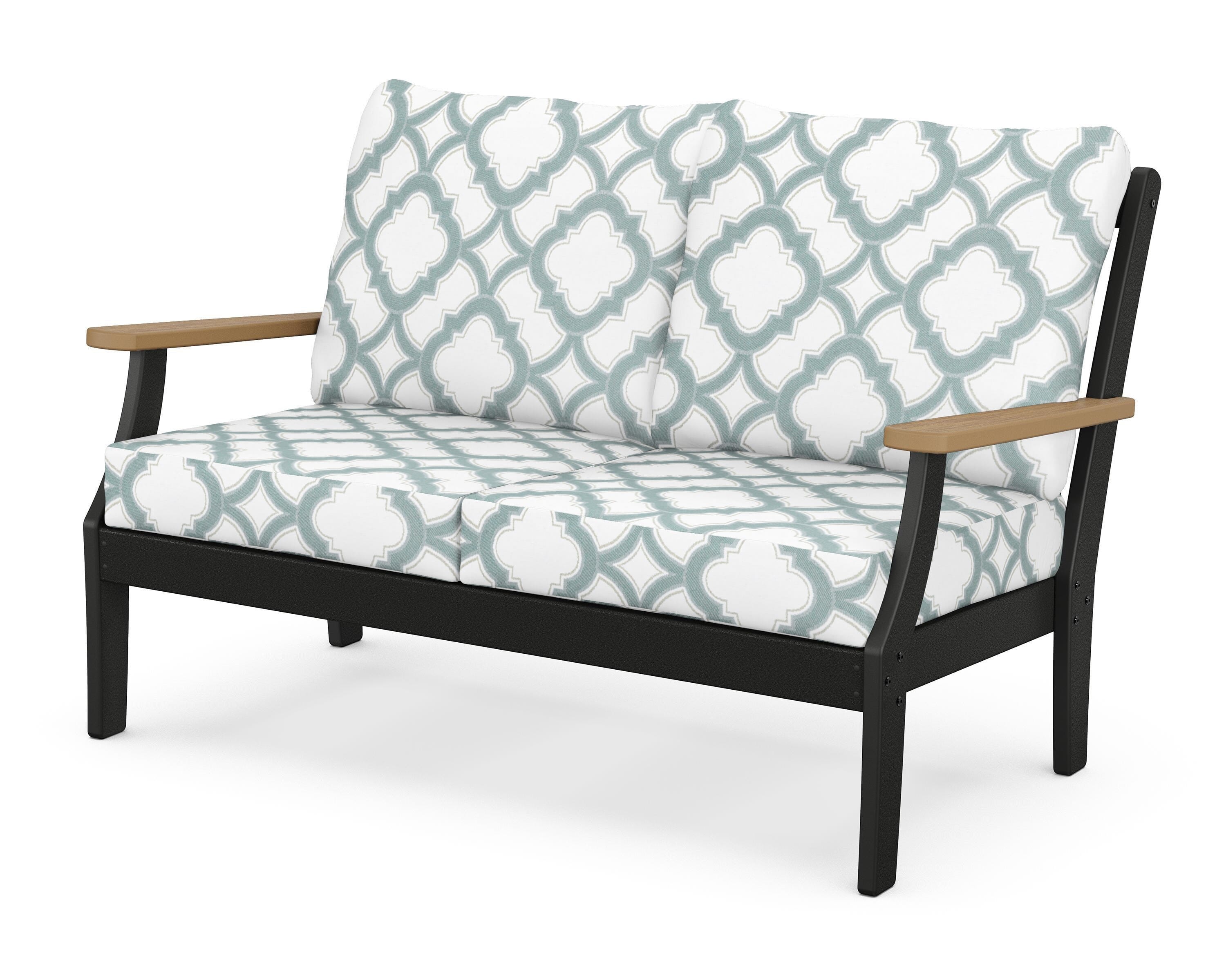 POLYWOOD® Braxton Deep Seating Loveseat in Black / Natural / Trellis Glacier Spa