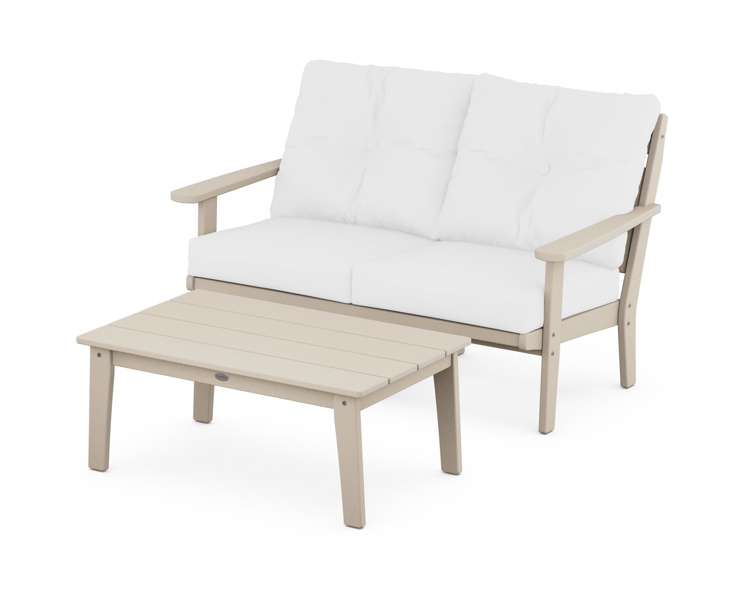 POLYWOOD® Lakeside 2-Piece Lounge Loveseat Set in Sand / Natural