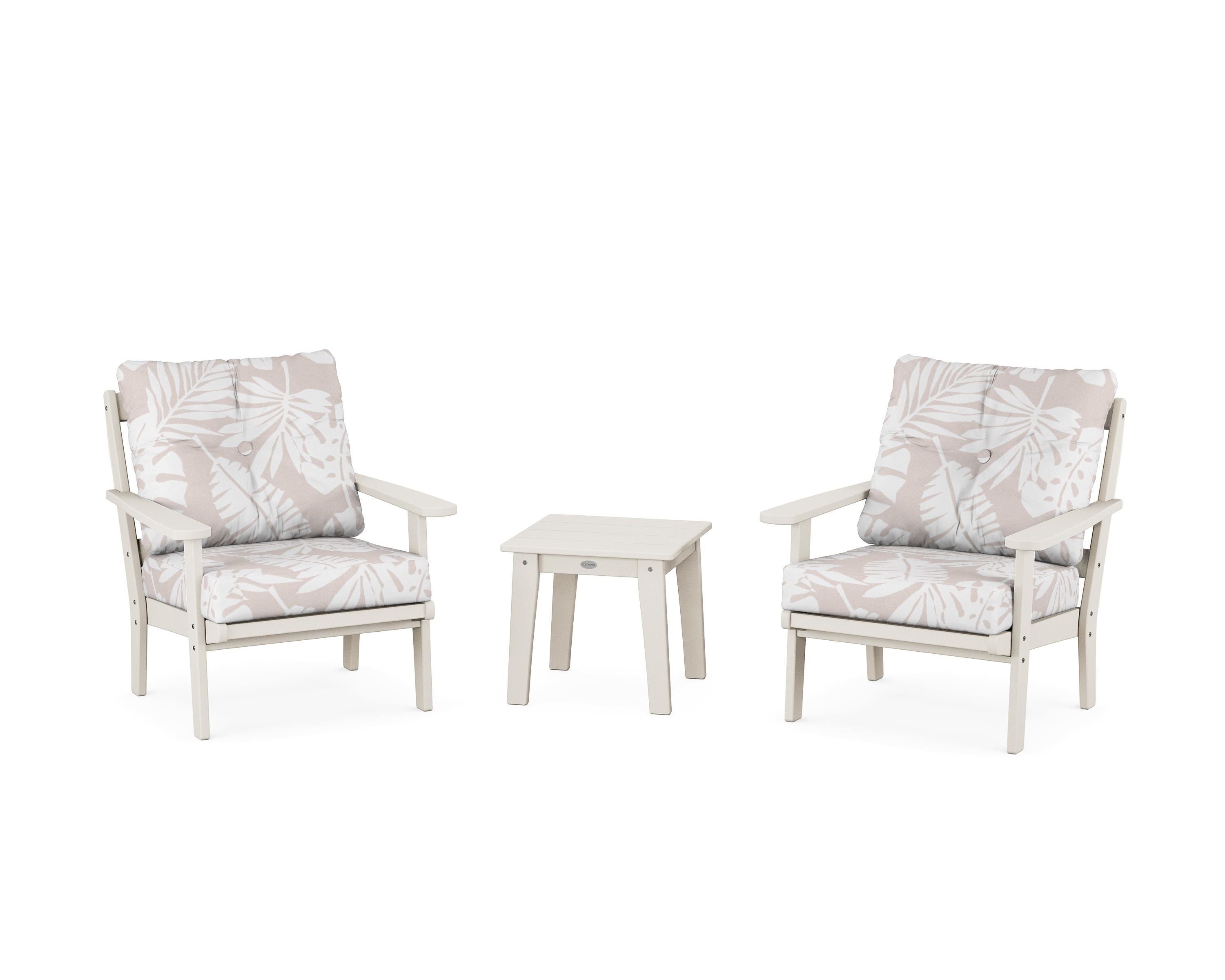 POLYWOOD® Mission 3-Piece Deep Seating Set in Sand / Leaf Dune Burlap