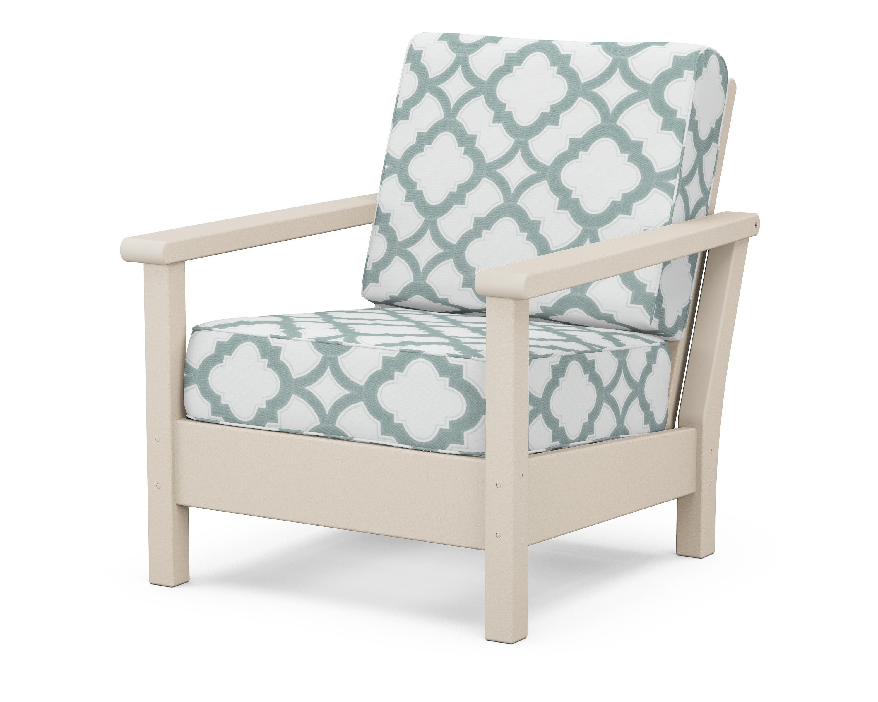 POLYWOOD® Harbour Deep Seating Chair in Sand / Trellis Glacier Spa