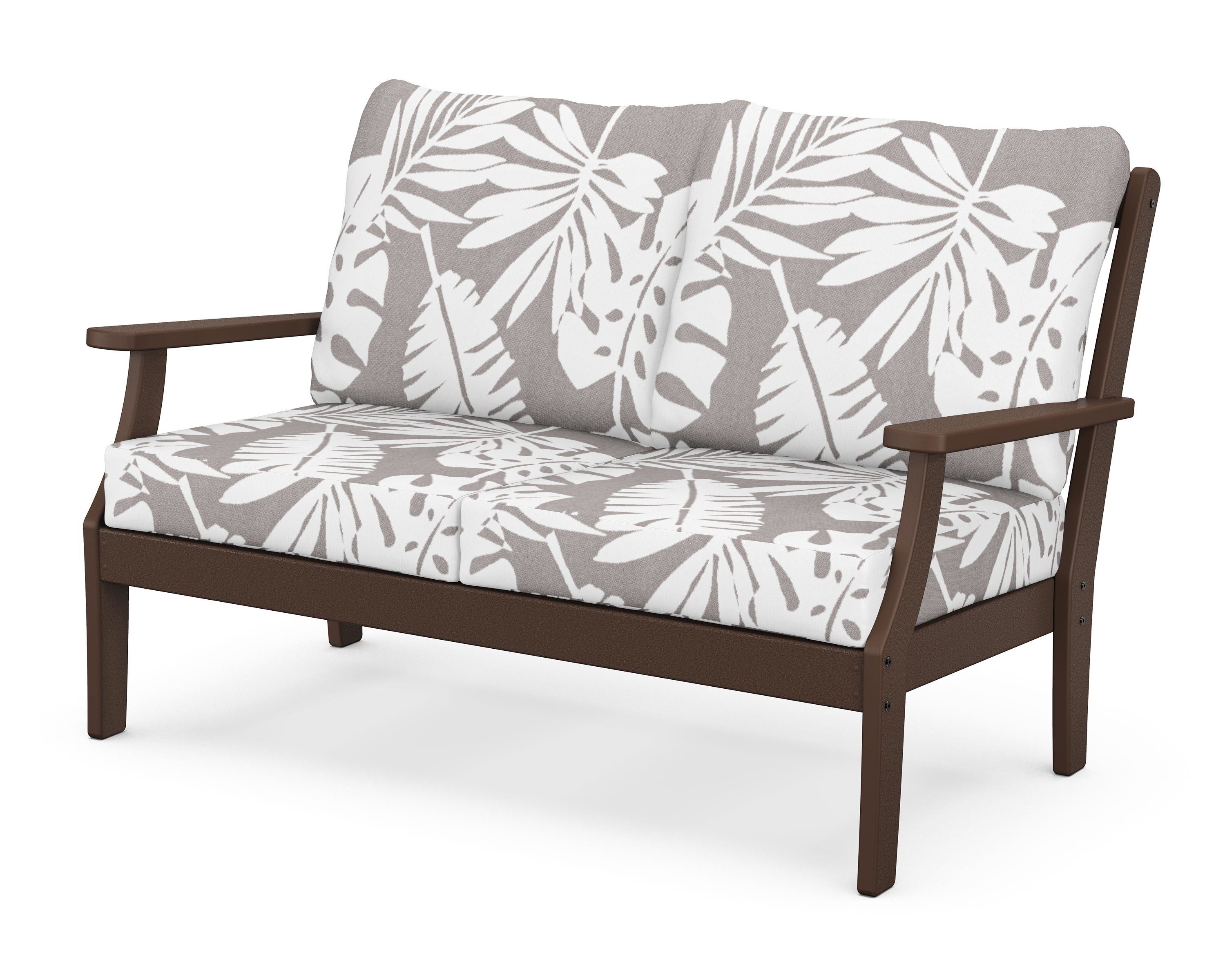 POLYWOOD® Braxton Deep Seating Loveseat in Mahogany / Leaf Grey Mist