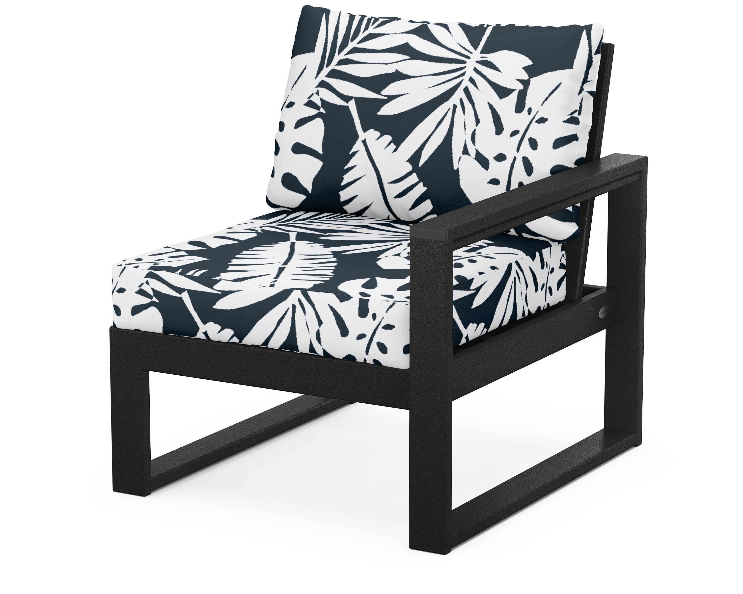 POLYWOOD® EDGE Modular Right Arm Chair in Black / Leaf Marine Indigo
