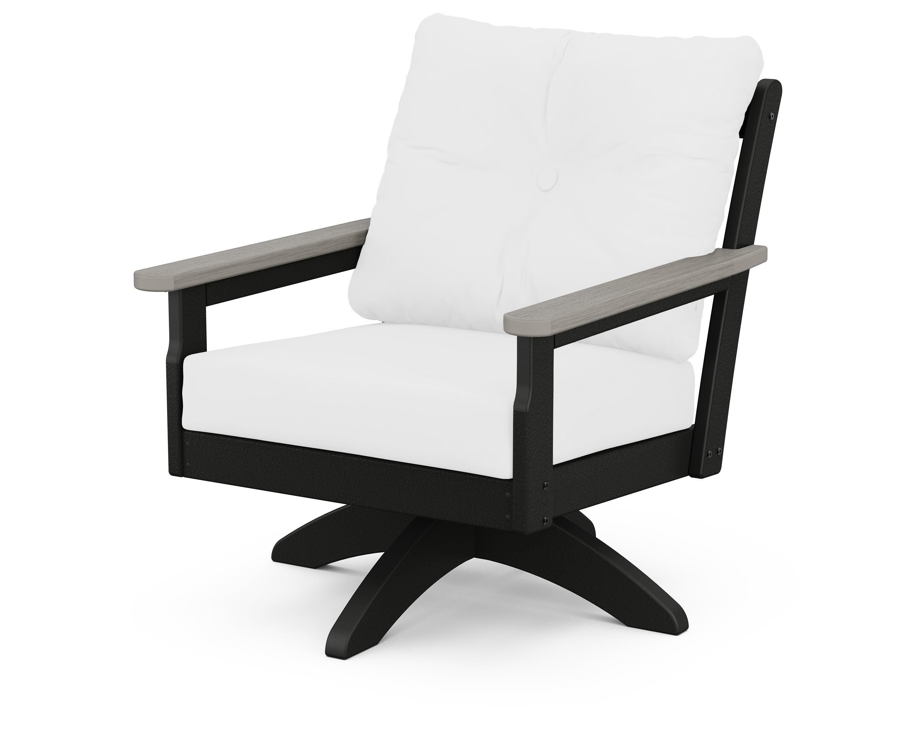 POLYWOOD® Vineyard Deep Seating Swivel Chair in Black / Driftwood / Natural