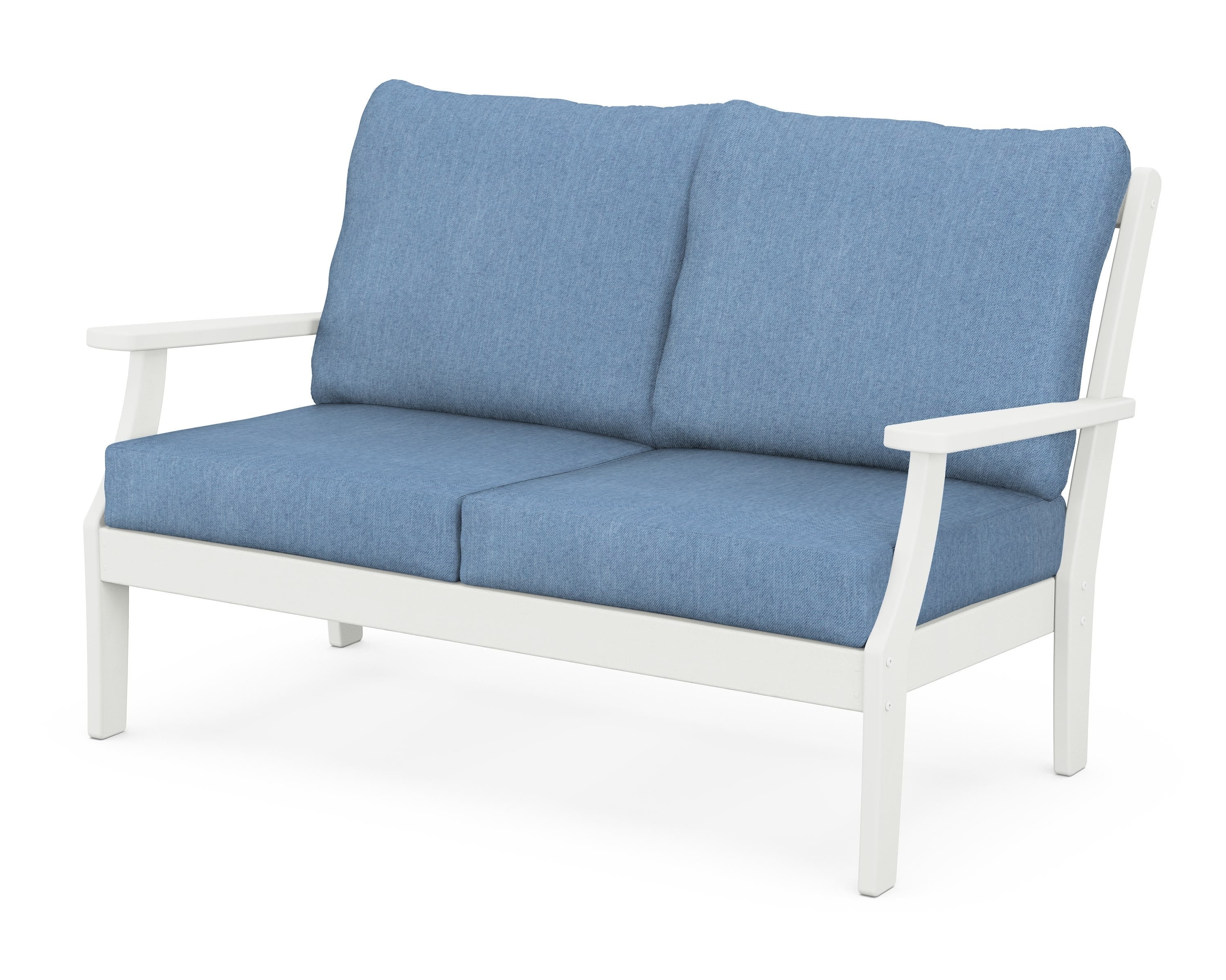 POLYWOOD® Braxton Deep Seating Loveseat in Vintage White / Sky Blue