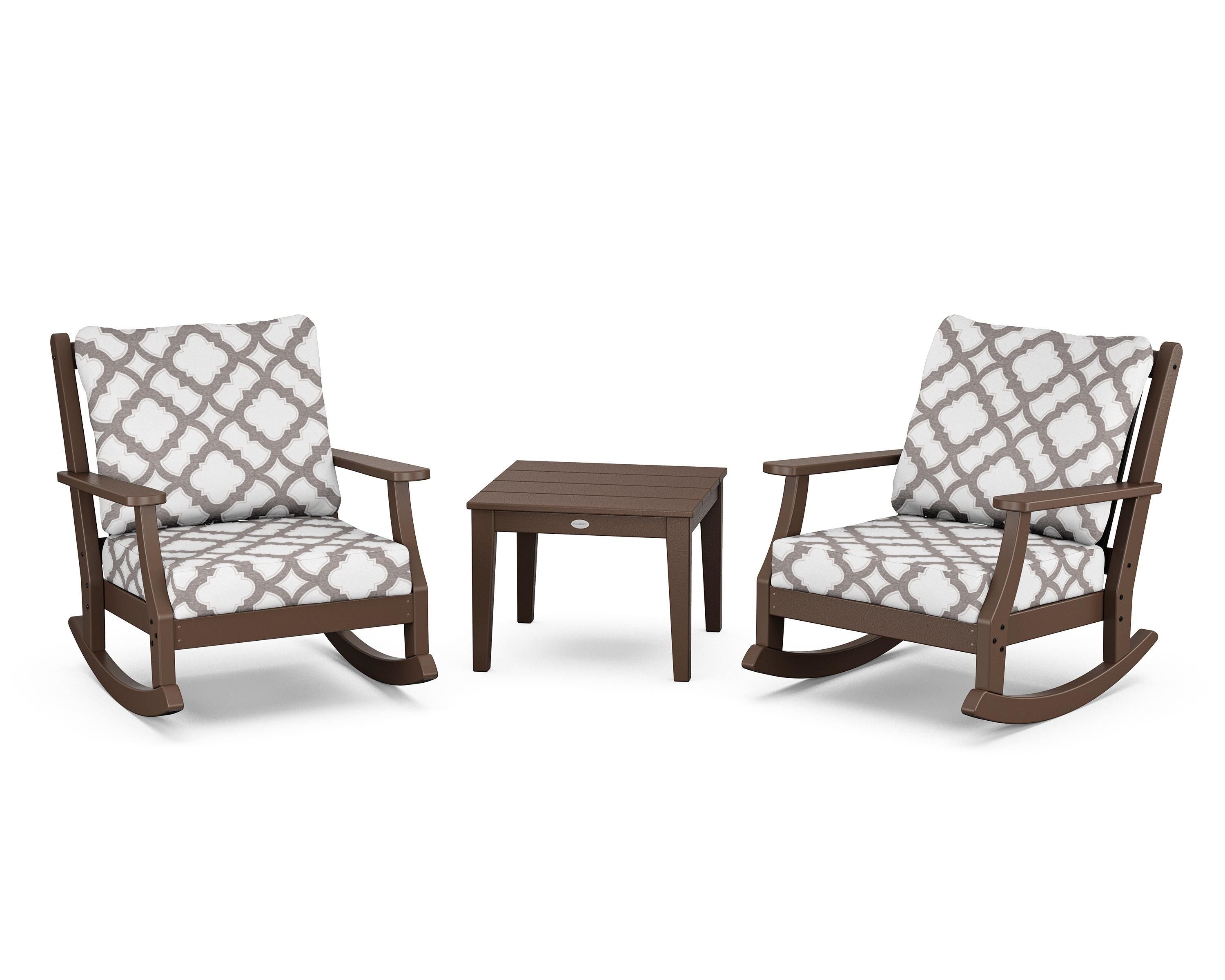 Country Living Wovendale 3-Piece Deep Seating Rocker Set in Mahogany / Trellis Grey Mist