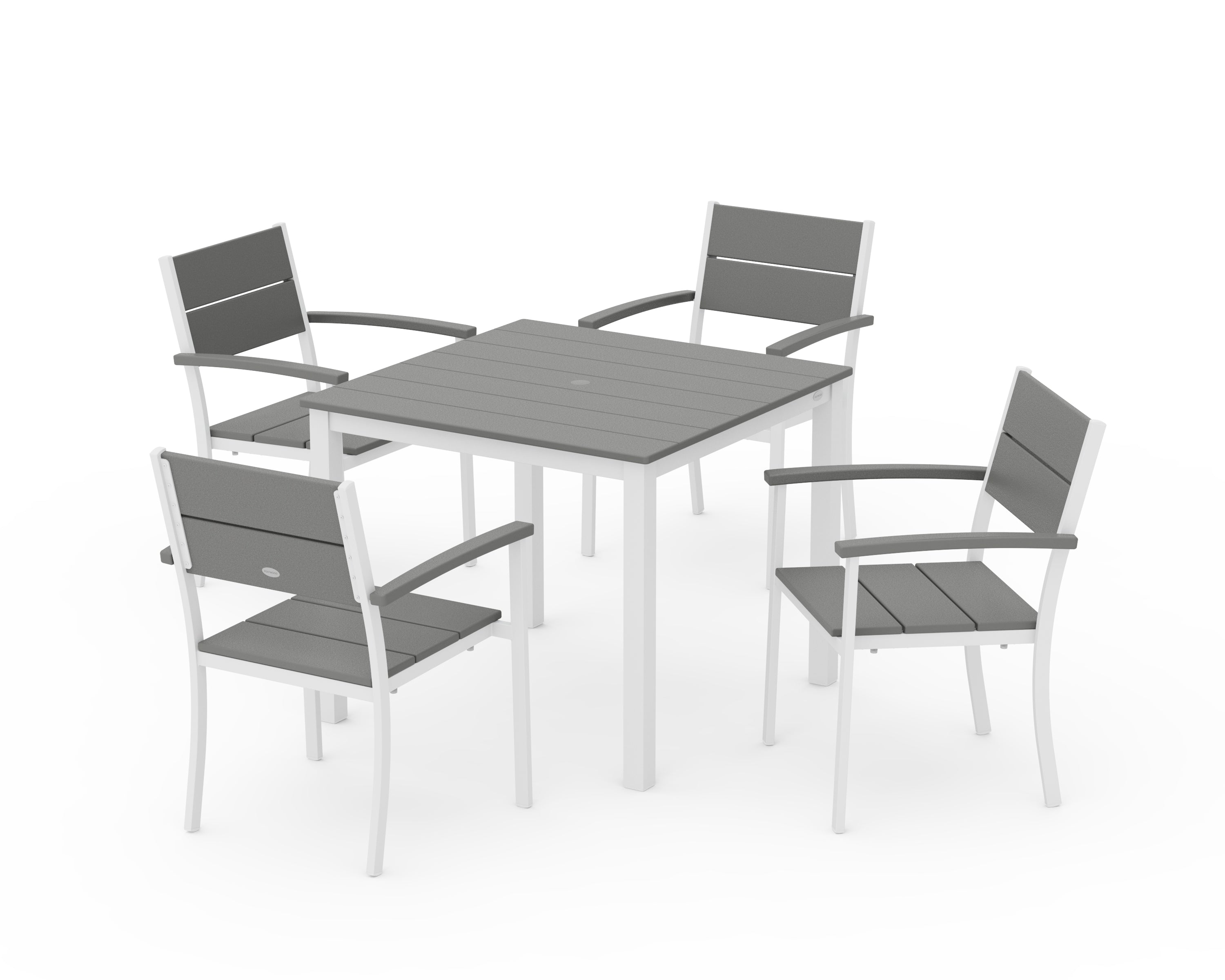 POLYWOOD® Main Street 5-Piece Dining Set in White / Slate Grey