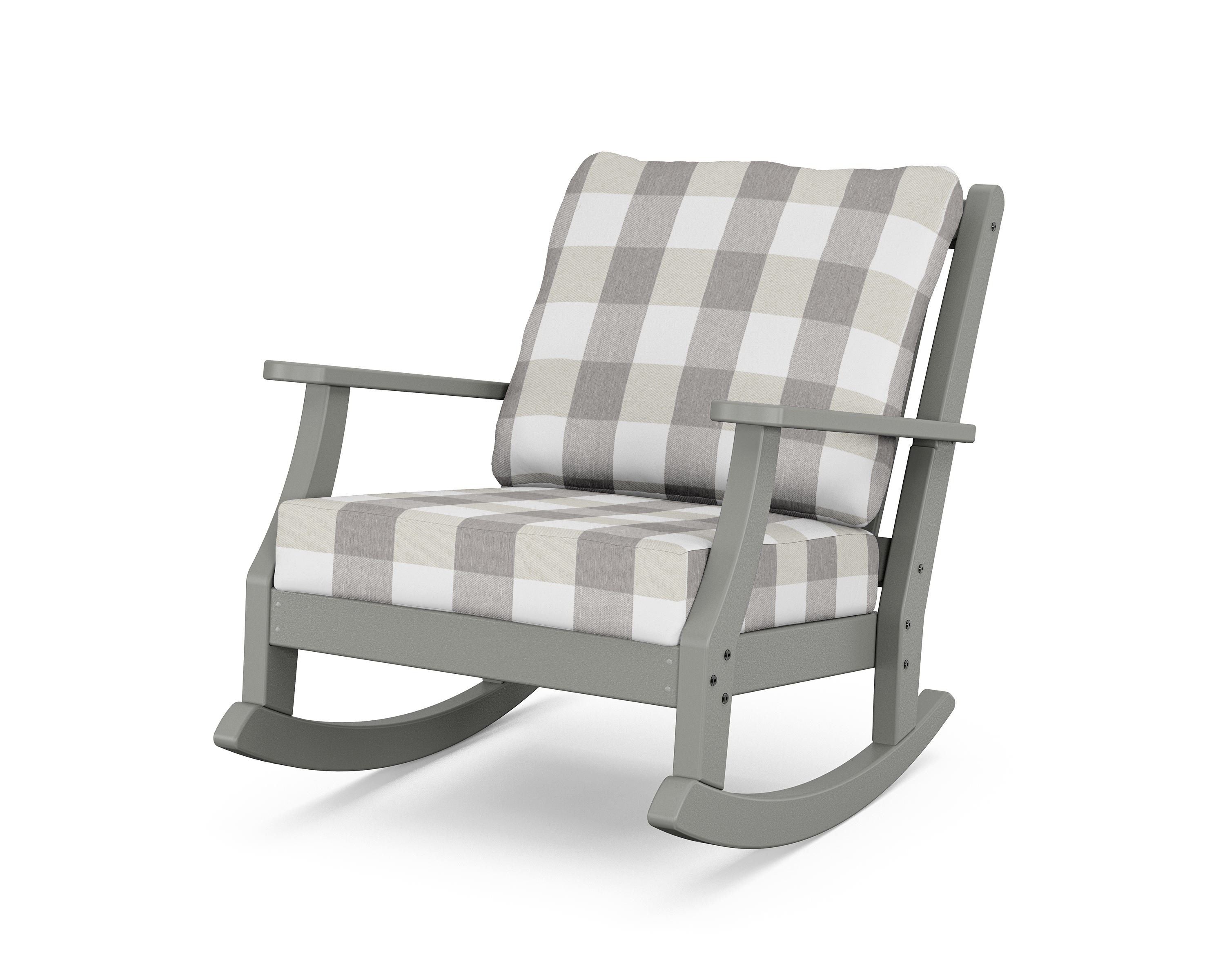 Country Living Wovendale Deep Seating Rocking Chair in Slate Grey / Buffalo Plaid Grey Mist