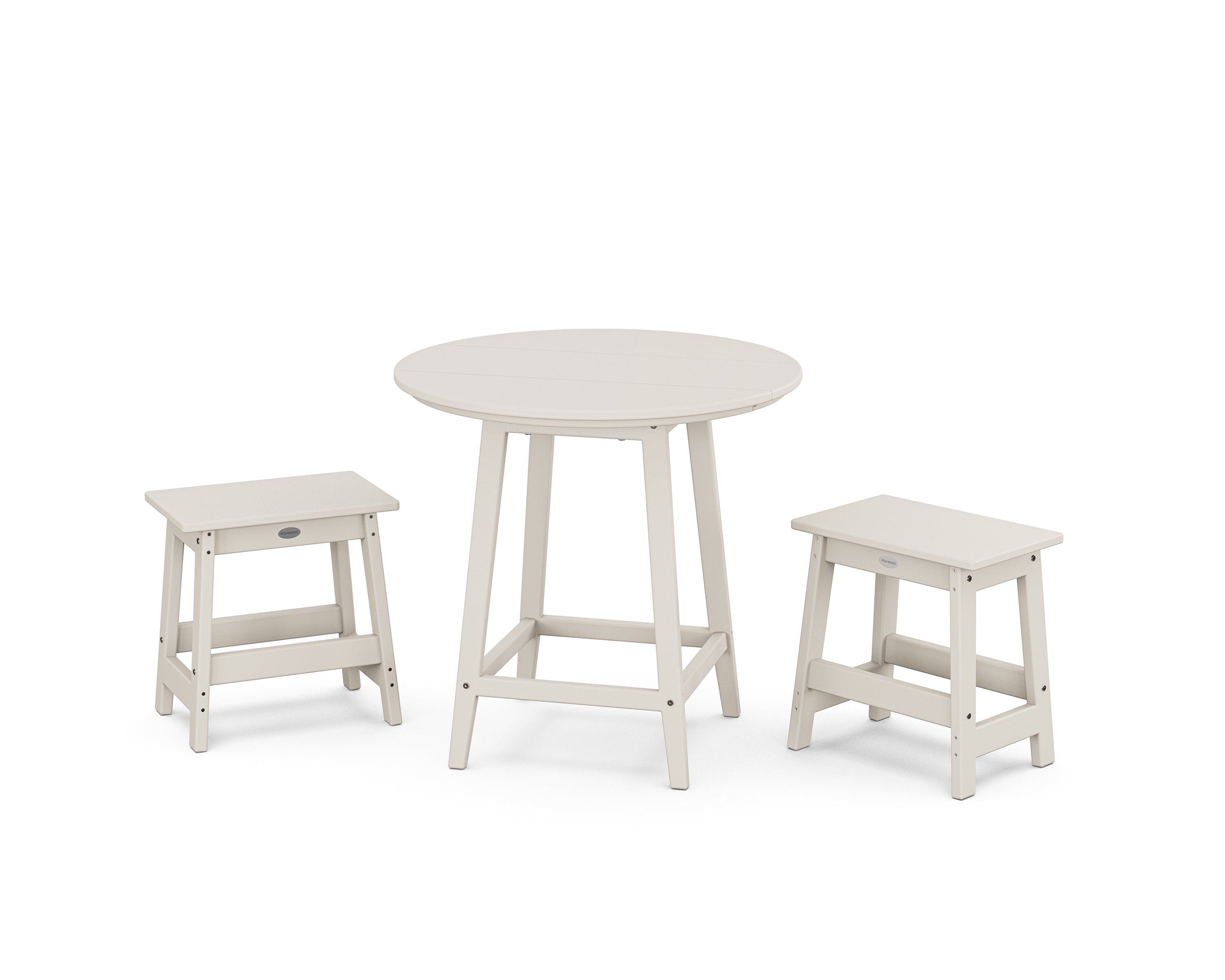 POLYWOOD® Modern Studio Stool 3-Piece Round Bistro Set in Sand