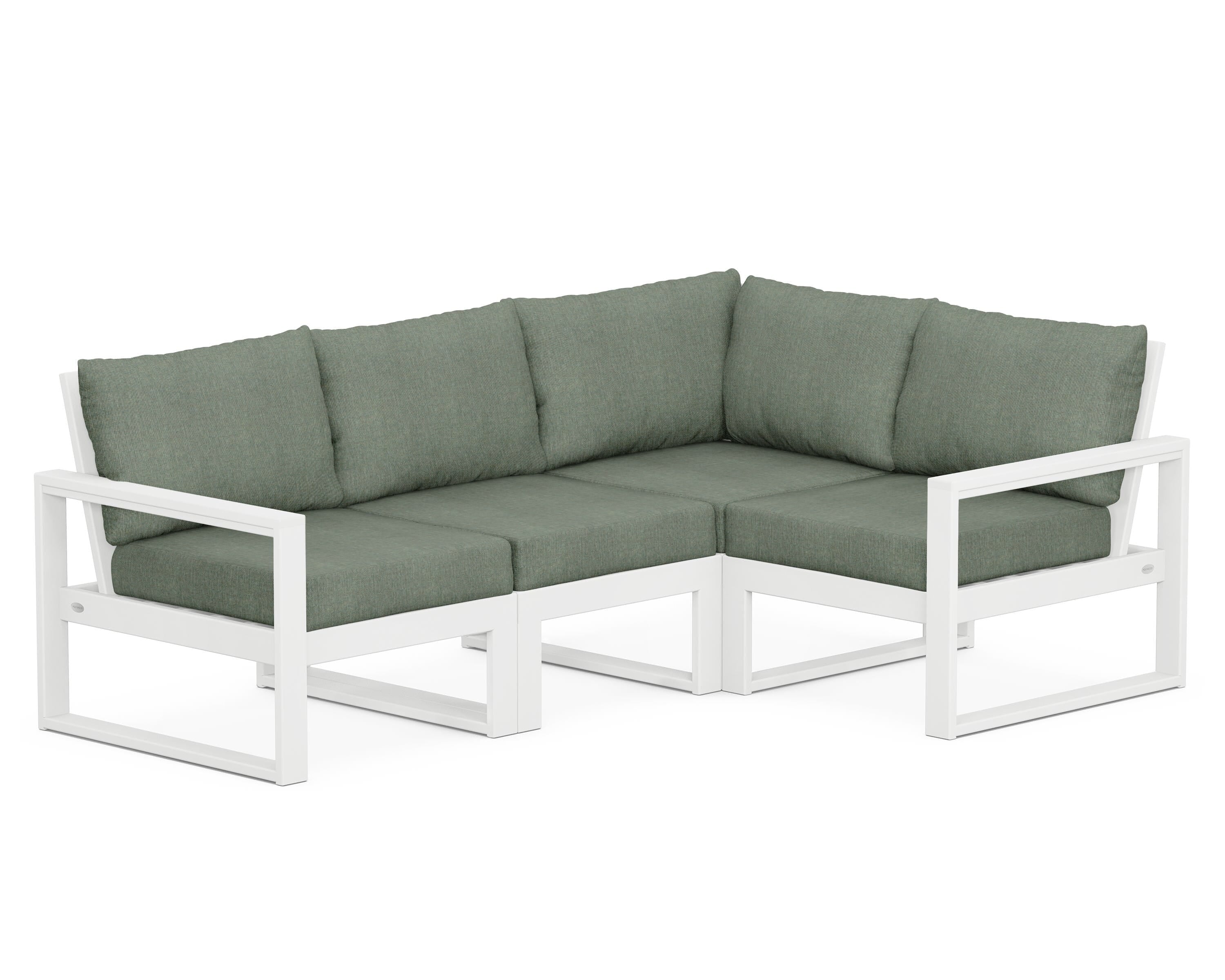 POLYWOOD® EDGE 4-Piece Modular Deep Seating Set in White / Cast Sage