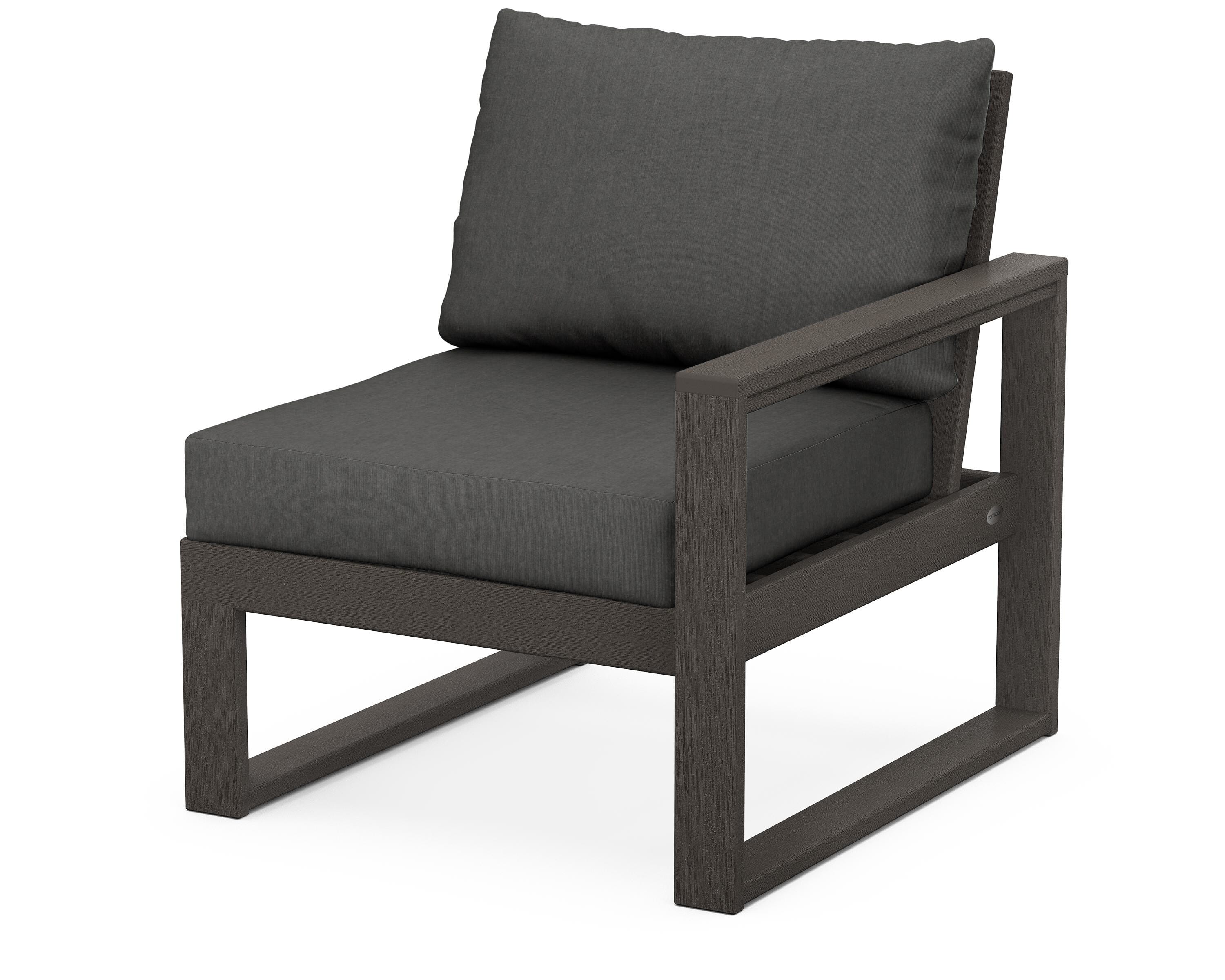 POLYWOOD® EDGE Modular Right Arm Chair in Vintage Coffee / Spectrum Carbon