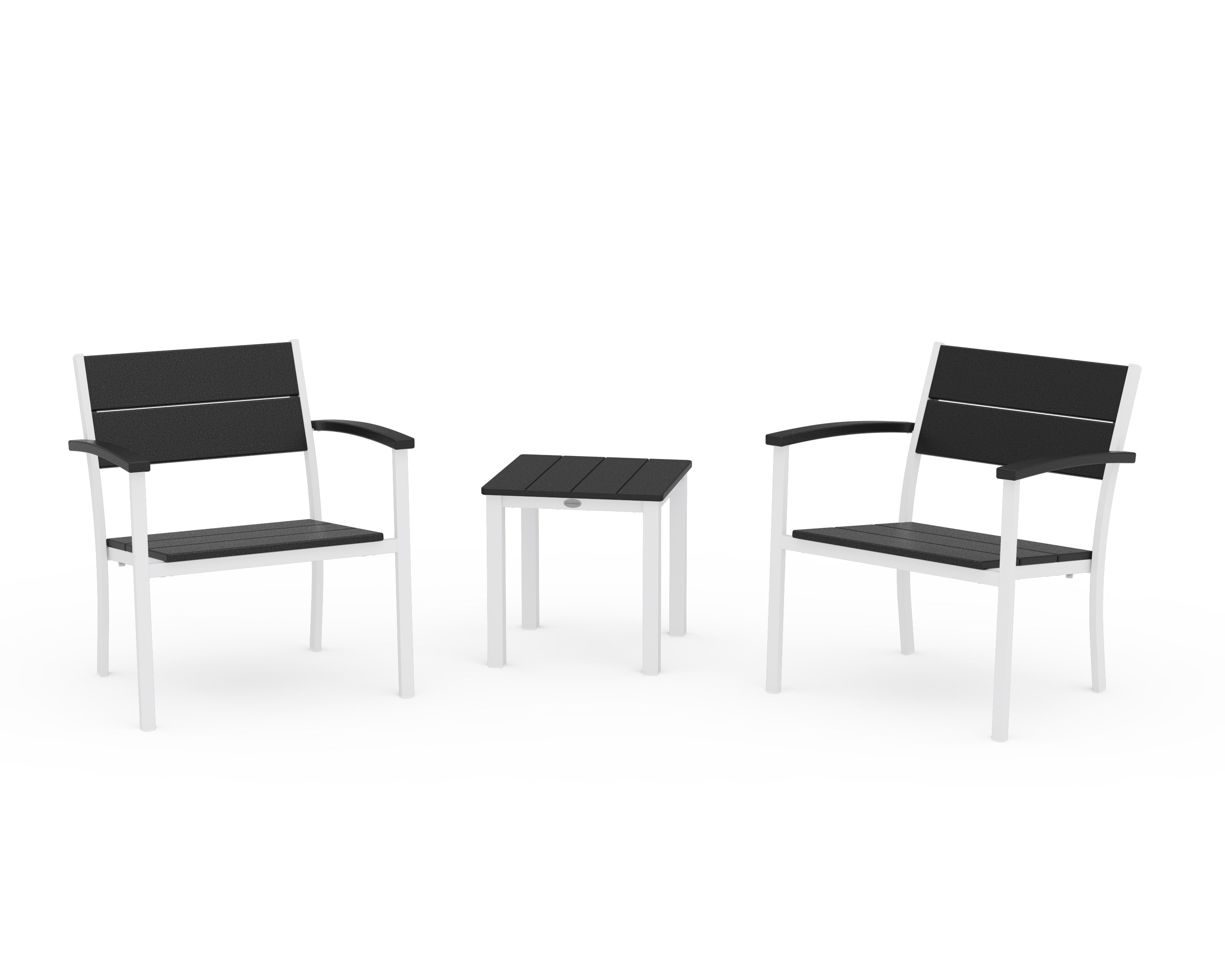 POLYWOOD® Main Street 3-Piece Lounge Chair Set in White / Black