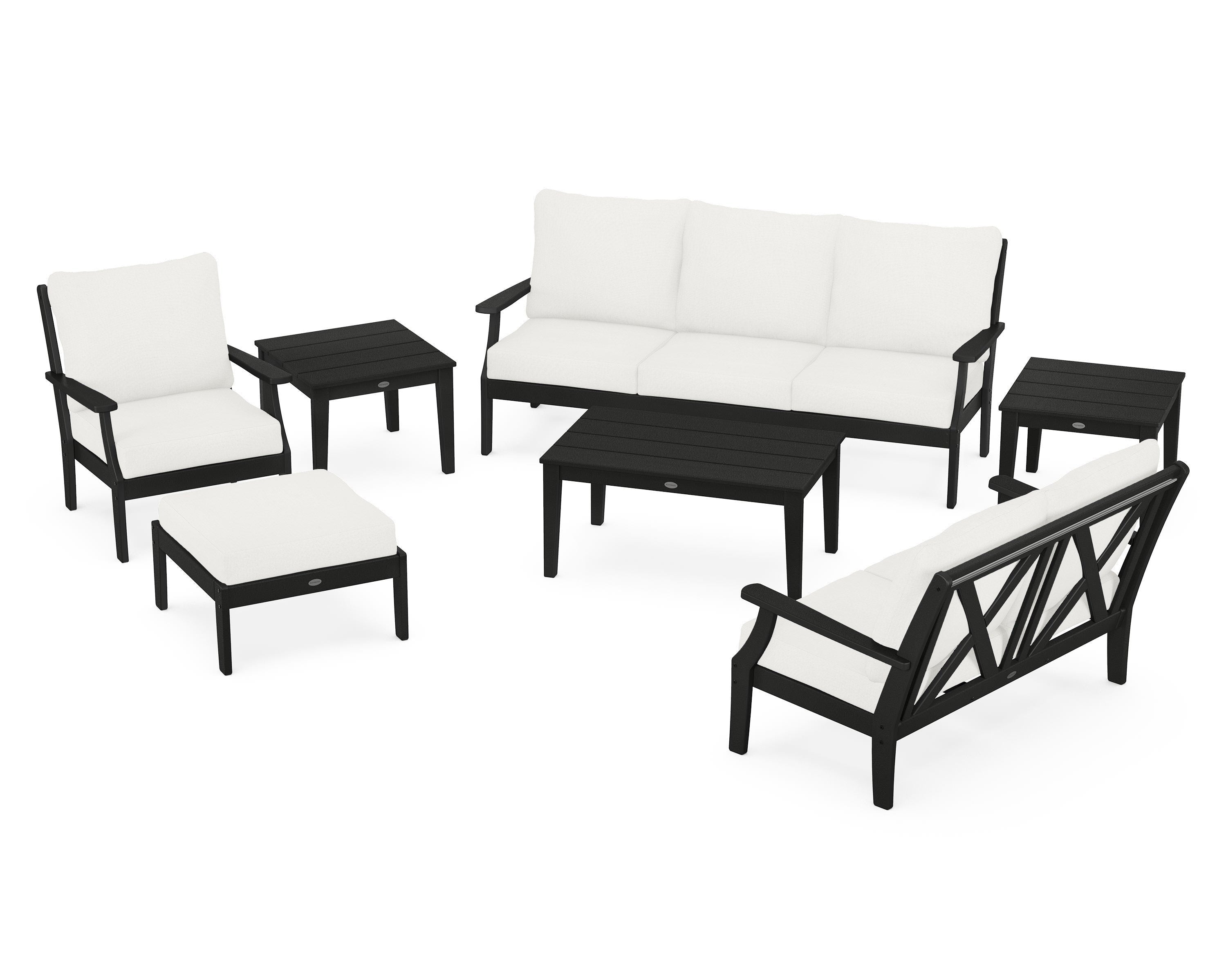 POLYWOOD® Braxton 7-Piece Deep Seating Set in Black / Natural Linen