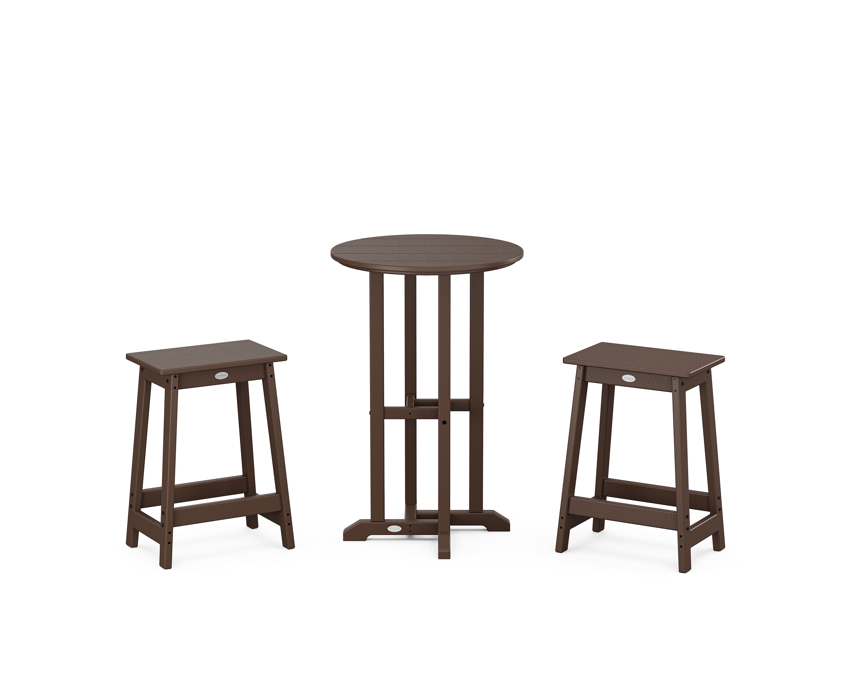 POLYWOOD® Modern Studio Counter Stool 3-Piece Bistro Set in Mahogany