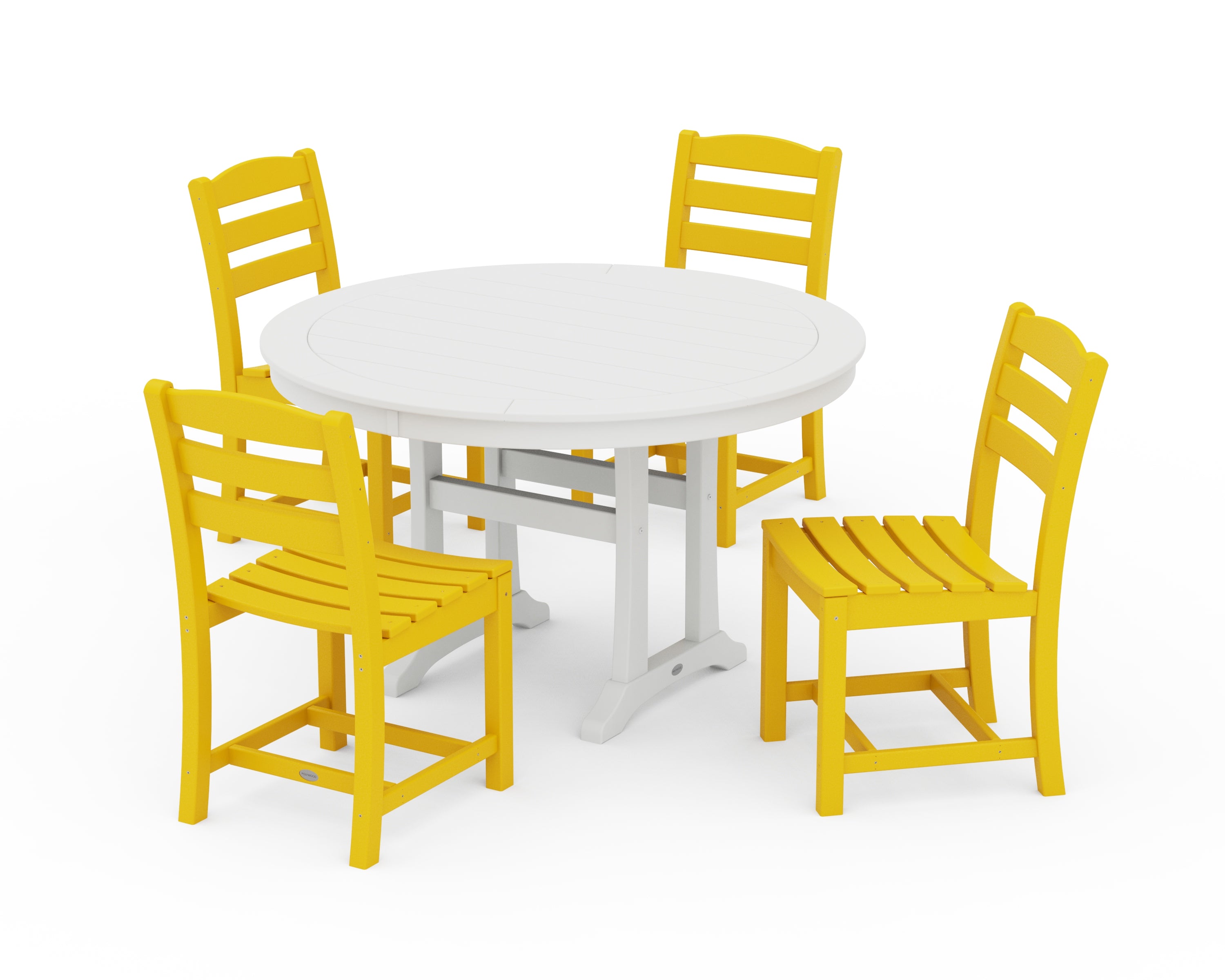 POLYWOOD® La Casa Café 5-Piece Side Chair Dining Set in Lemon / White