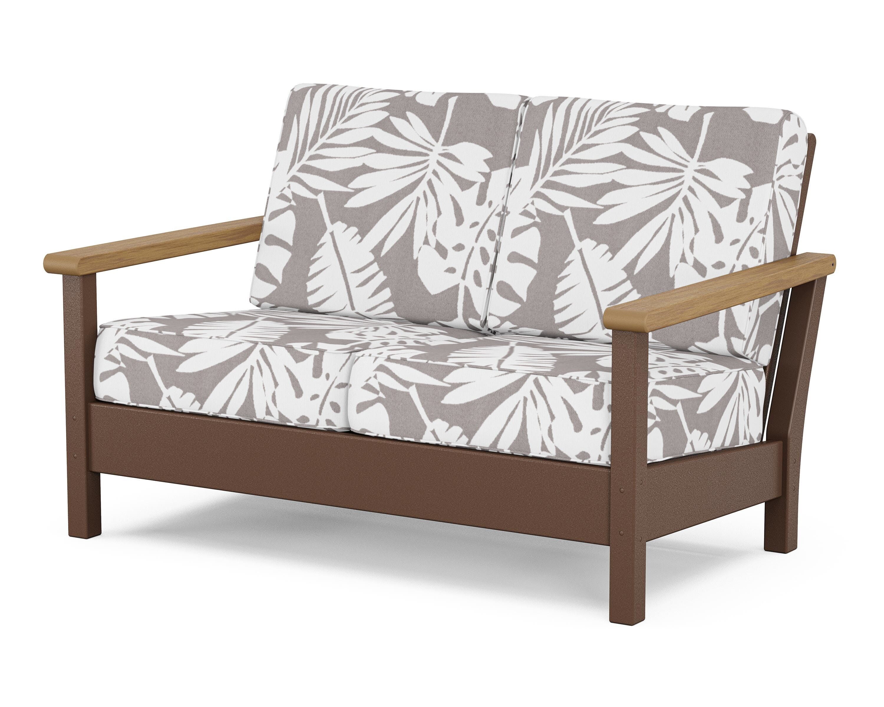 POLYWOOD® Harbour Deep Seating Loveseat in Mahogany / Natural / Leaf Grey Mist