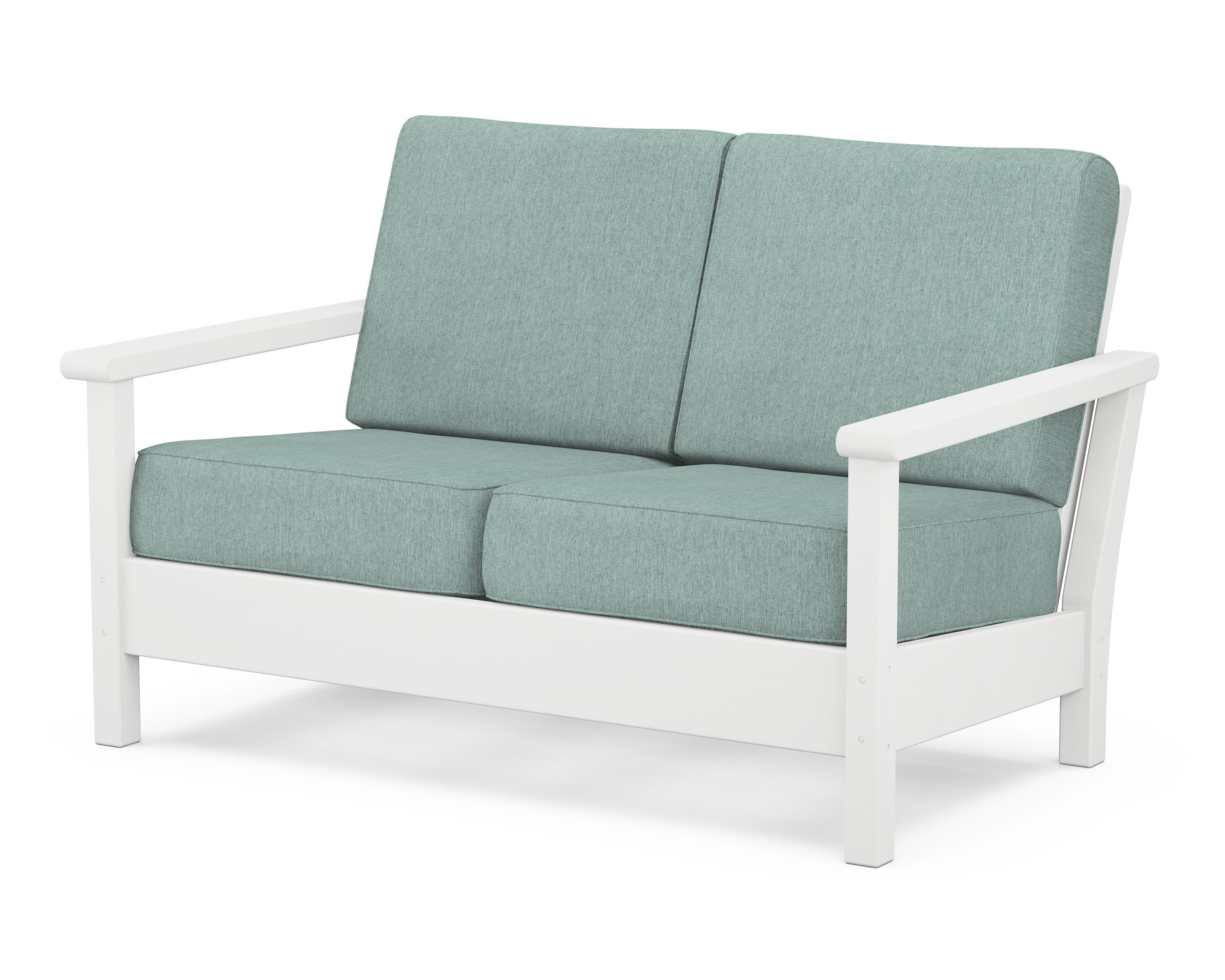 POLYWOOD® Harbour Deep Seating Loveseat in White / Glacier Spa