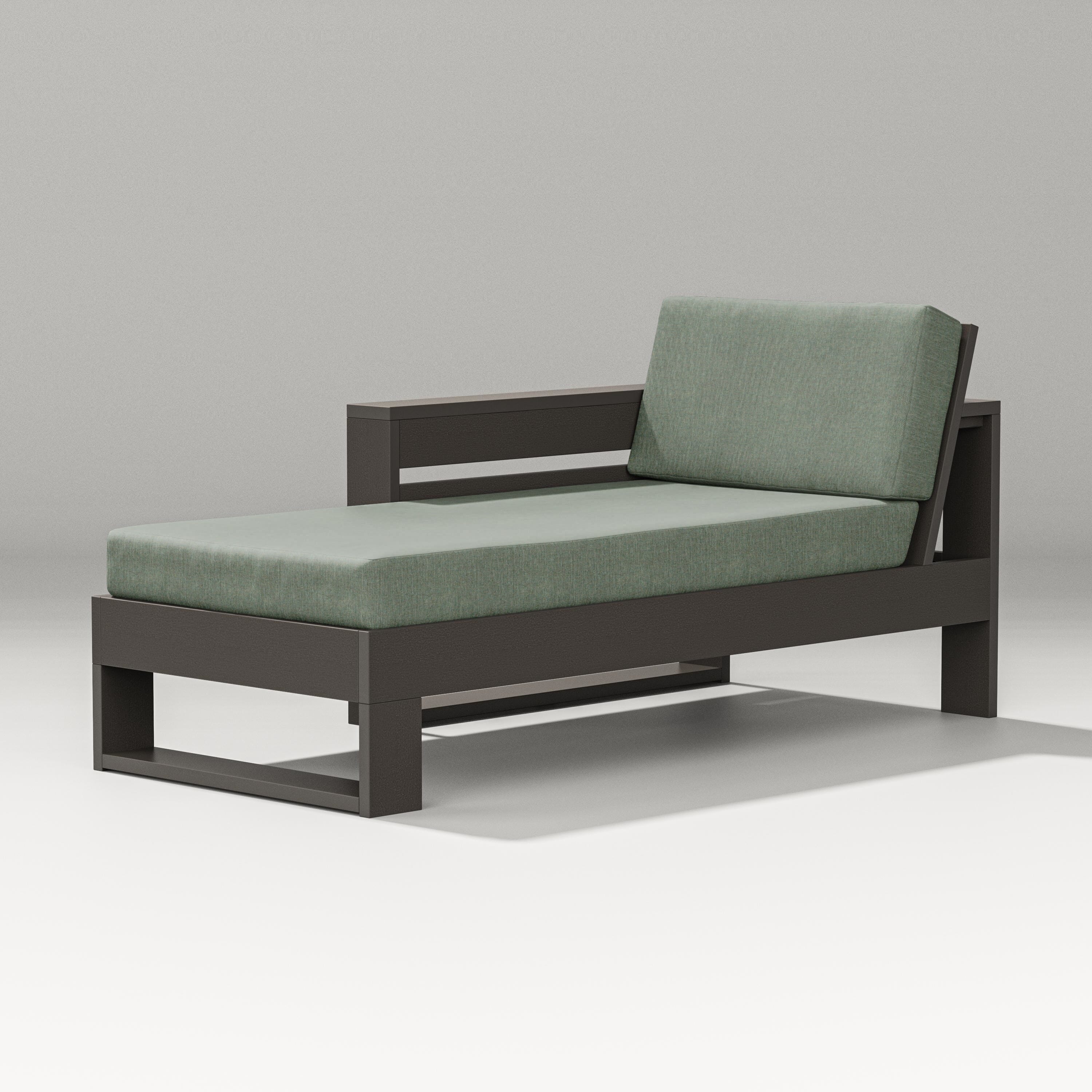 PW Designer Series Latitude Modular Left Arm Chaise in Vintage Coffee / Cast Sage