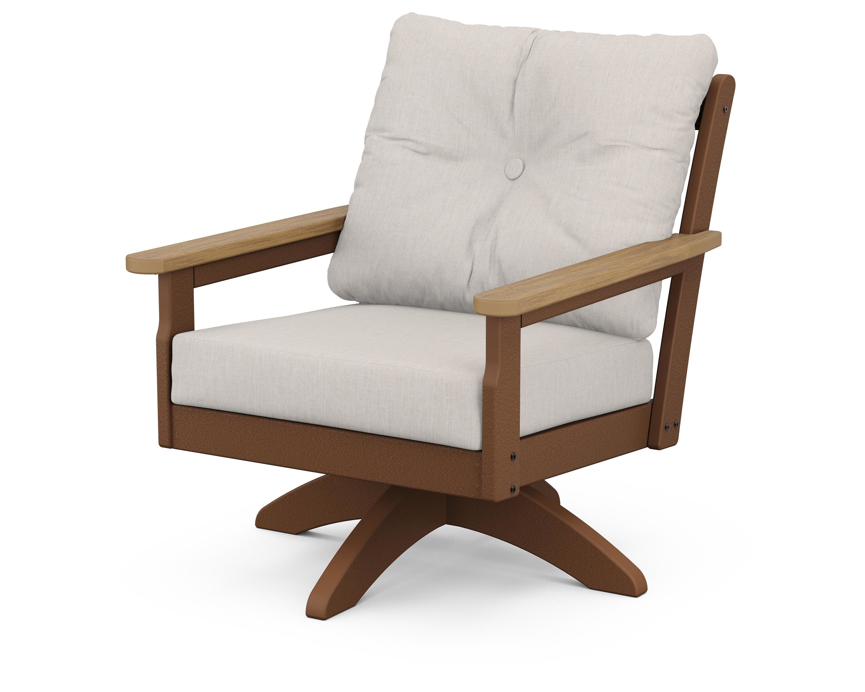 POLYWOOD® Vineyard Deep Seating Swivel Chair in Teak / Natural / Cast Ash