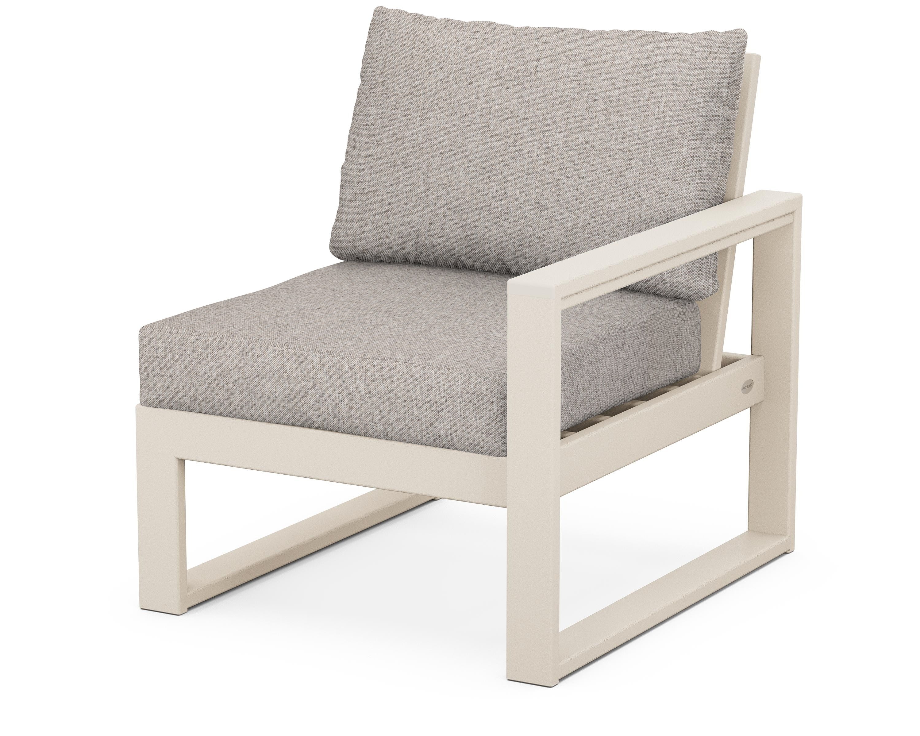 POLYWOOD® EDGE Modular Right Arm Chair in Sand / Weathered Tweed