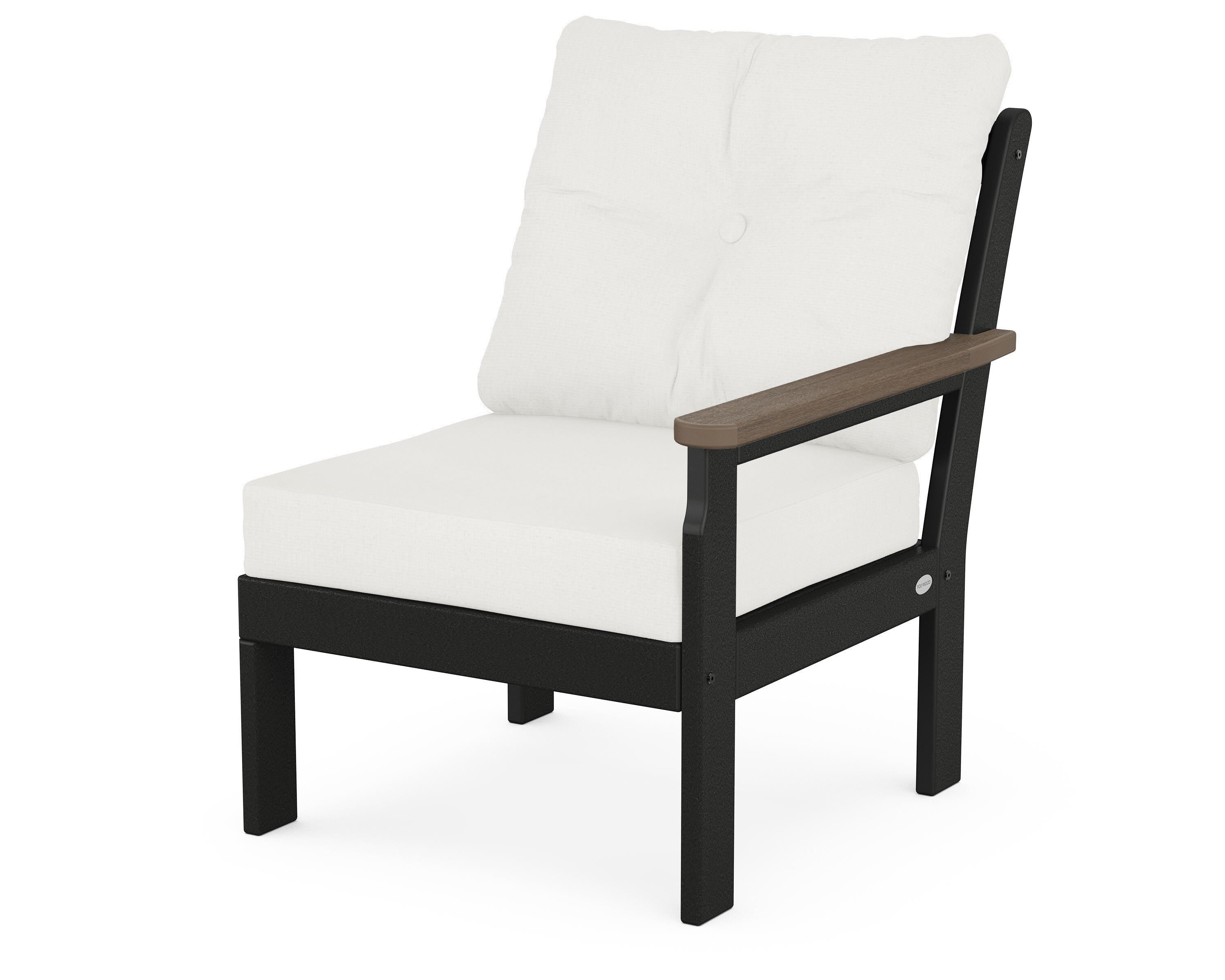 POLYWOOD® Vineyard Modular Right Arm Chair in Black / Kona / Natural Linen