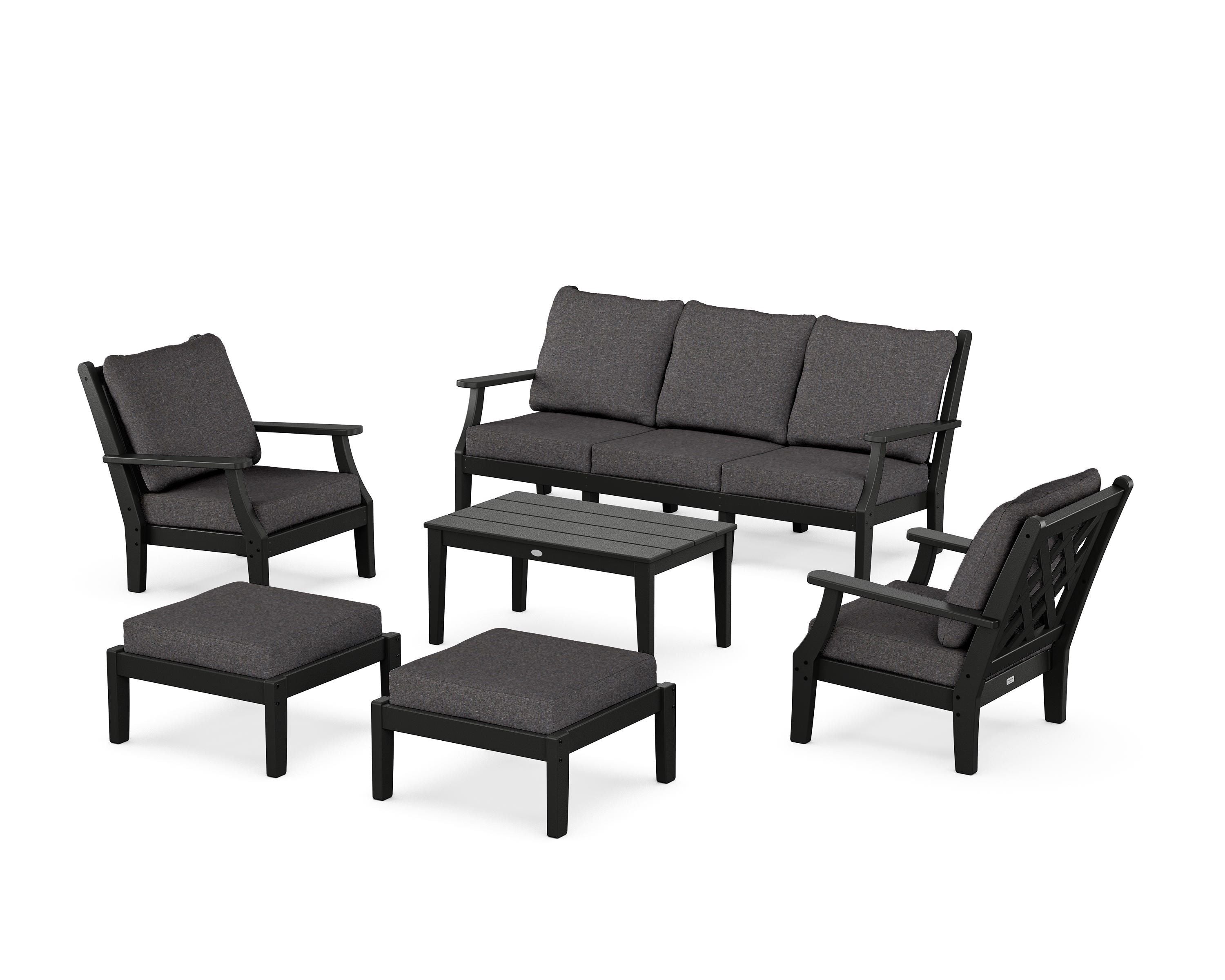 Country Living Wovendale 6-Piece Lounge Sofa Set in Black / Ash Charcoal