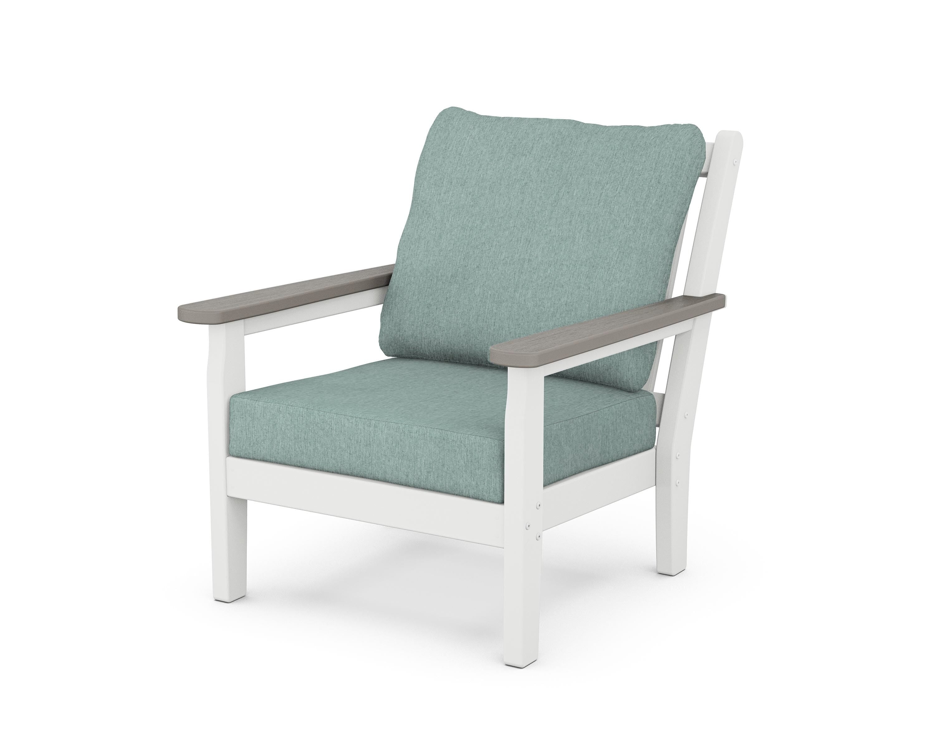POLYWOOD® Chippendale Deep Seating Chair in White / Driftwood / Glacier Spa