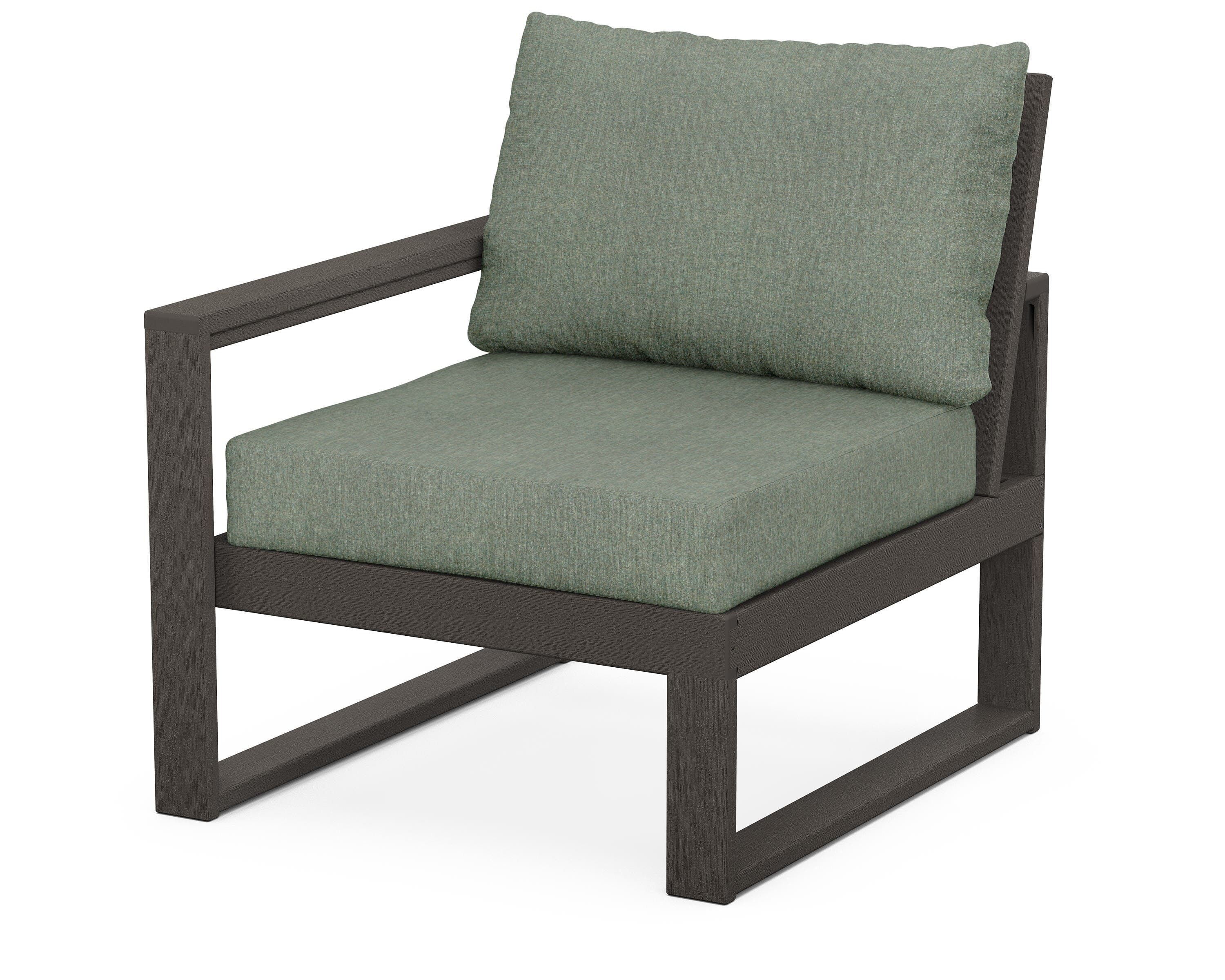 POLYWOOD® EDGE Modular Left Arm Chair in Vintage Coffee / Cast Sage