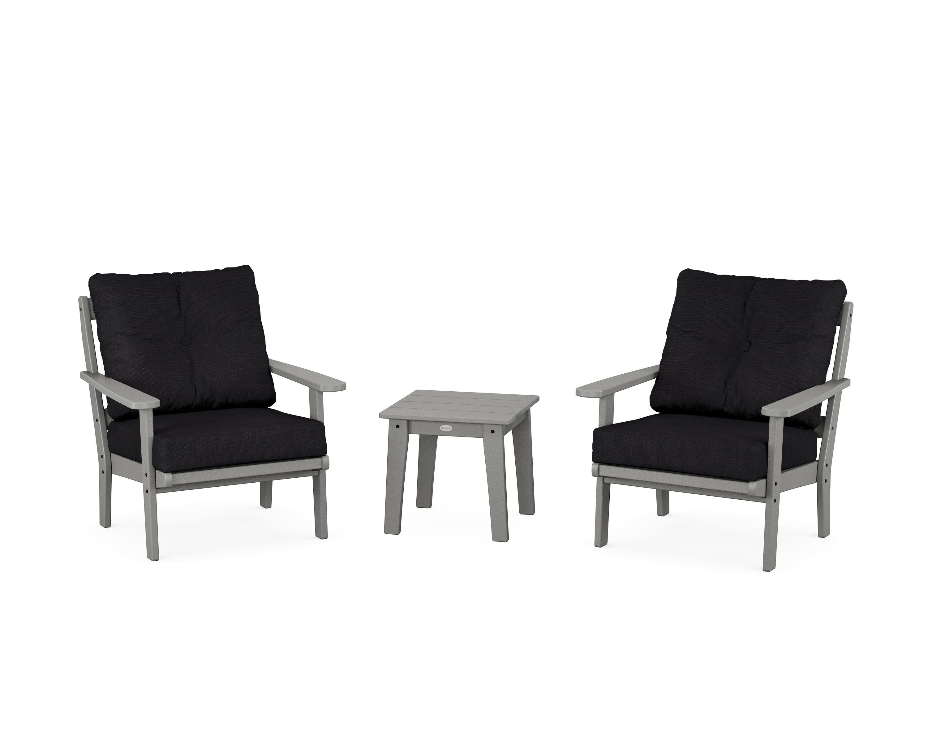 POLYWOOD® Mission 3-Piece Deep Seating Set in Slate Grey / Midnight Linen