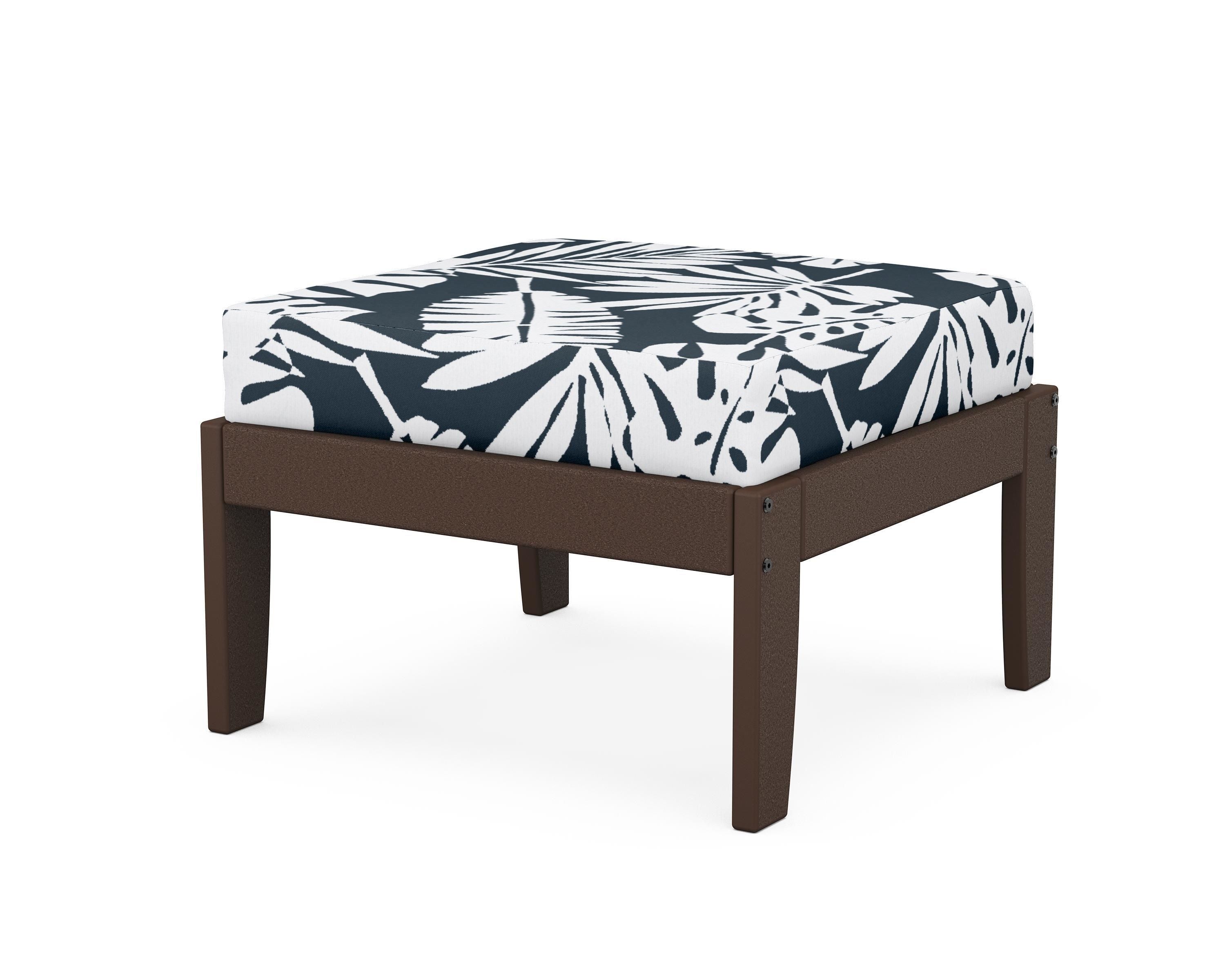 Unbranded Modular Ottoman - Classic in Mahogany / Leaf Marine Indigo