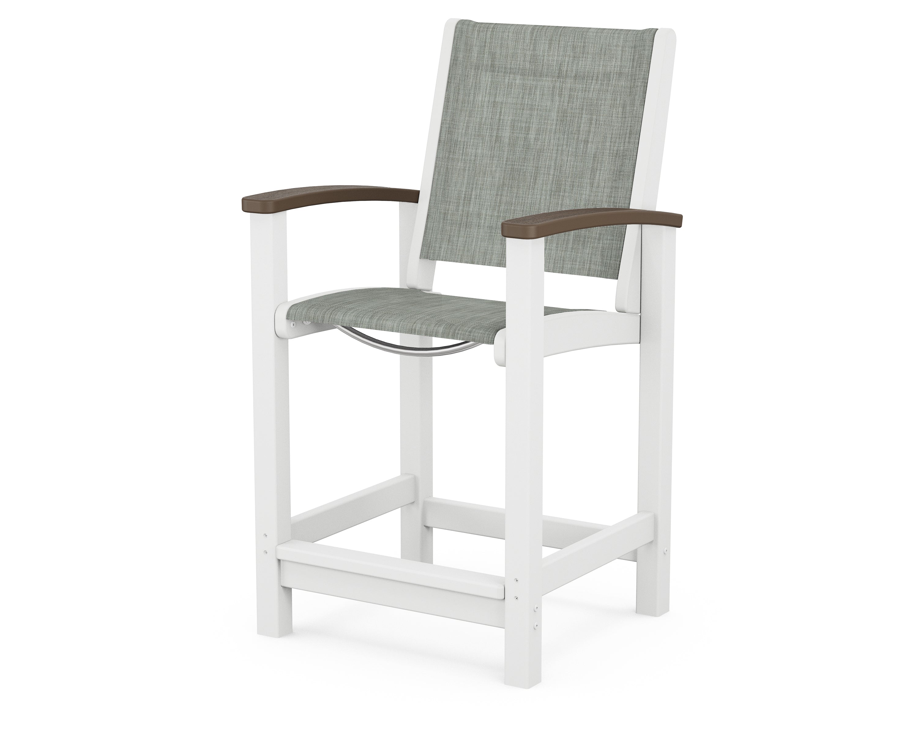 POLYWOOD® Coastal Counter Chair in White / Kona / Birch Sling