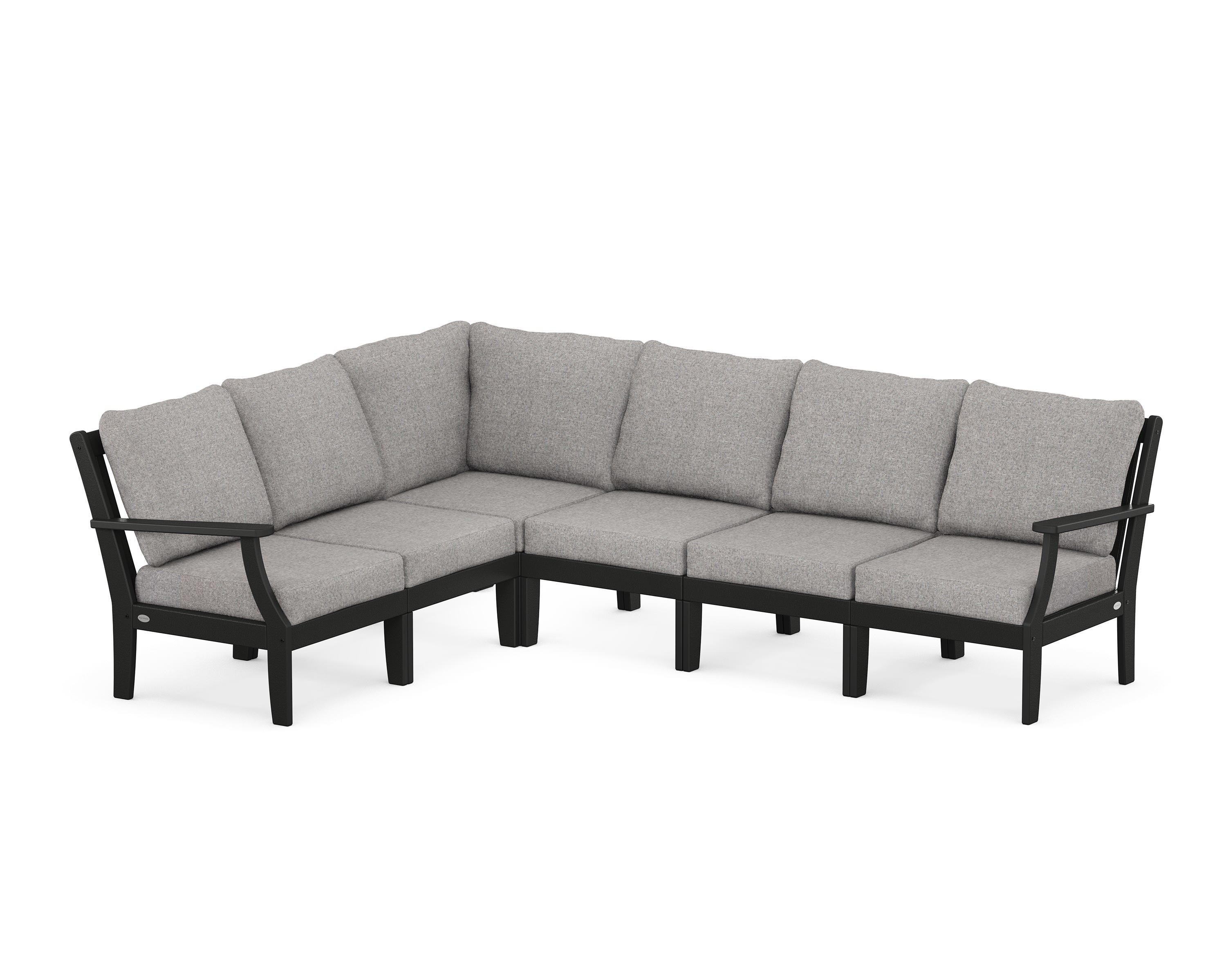 POLYWOOD® Braxton Modular 6-Piece Deep Seating Set in Black / Grey Mist