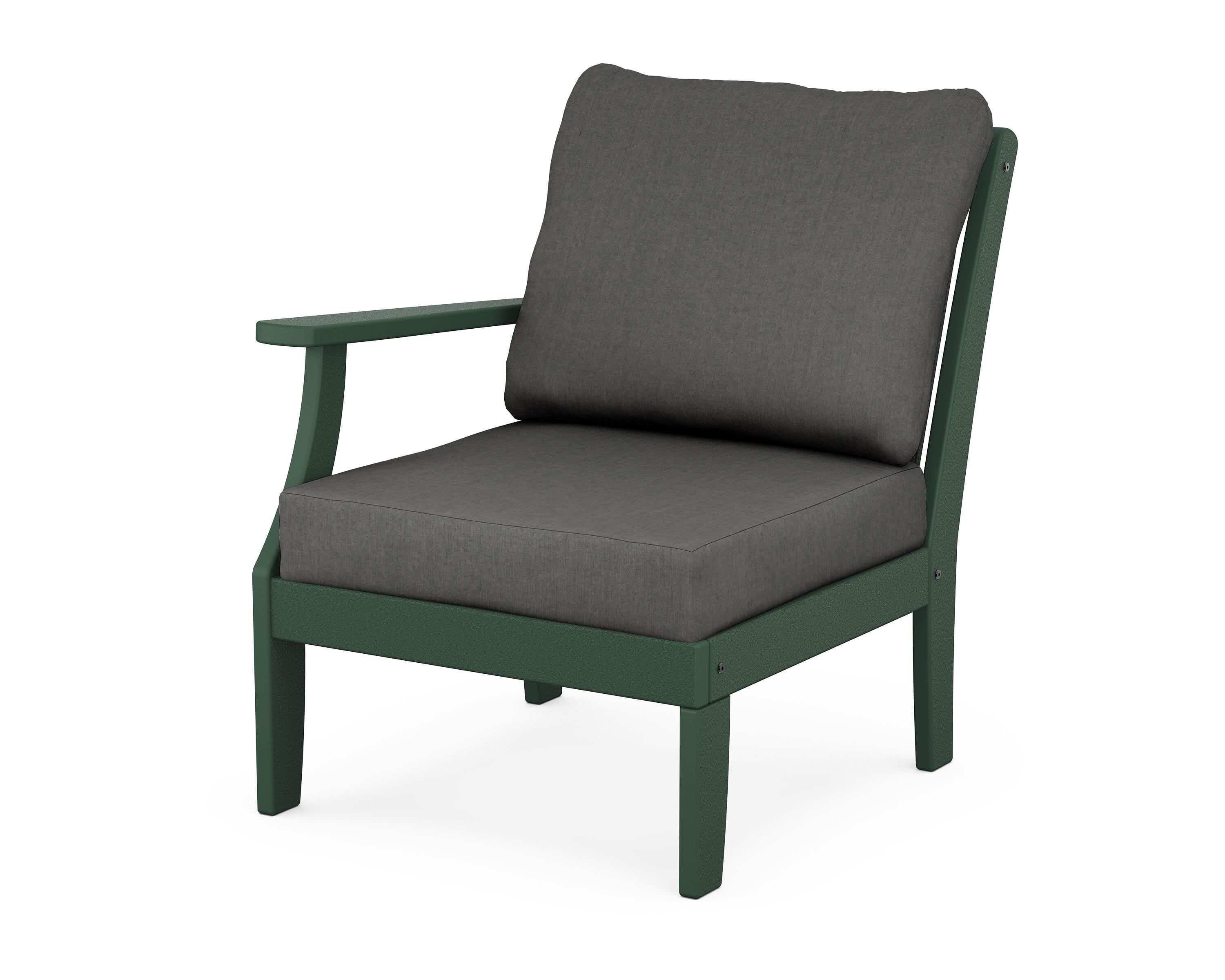 POLYWOOD® Braxton Modular Left Arm Chair in Green / Spectrum Carbon