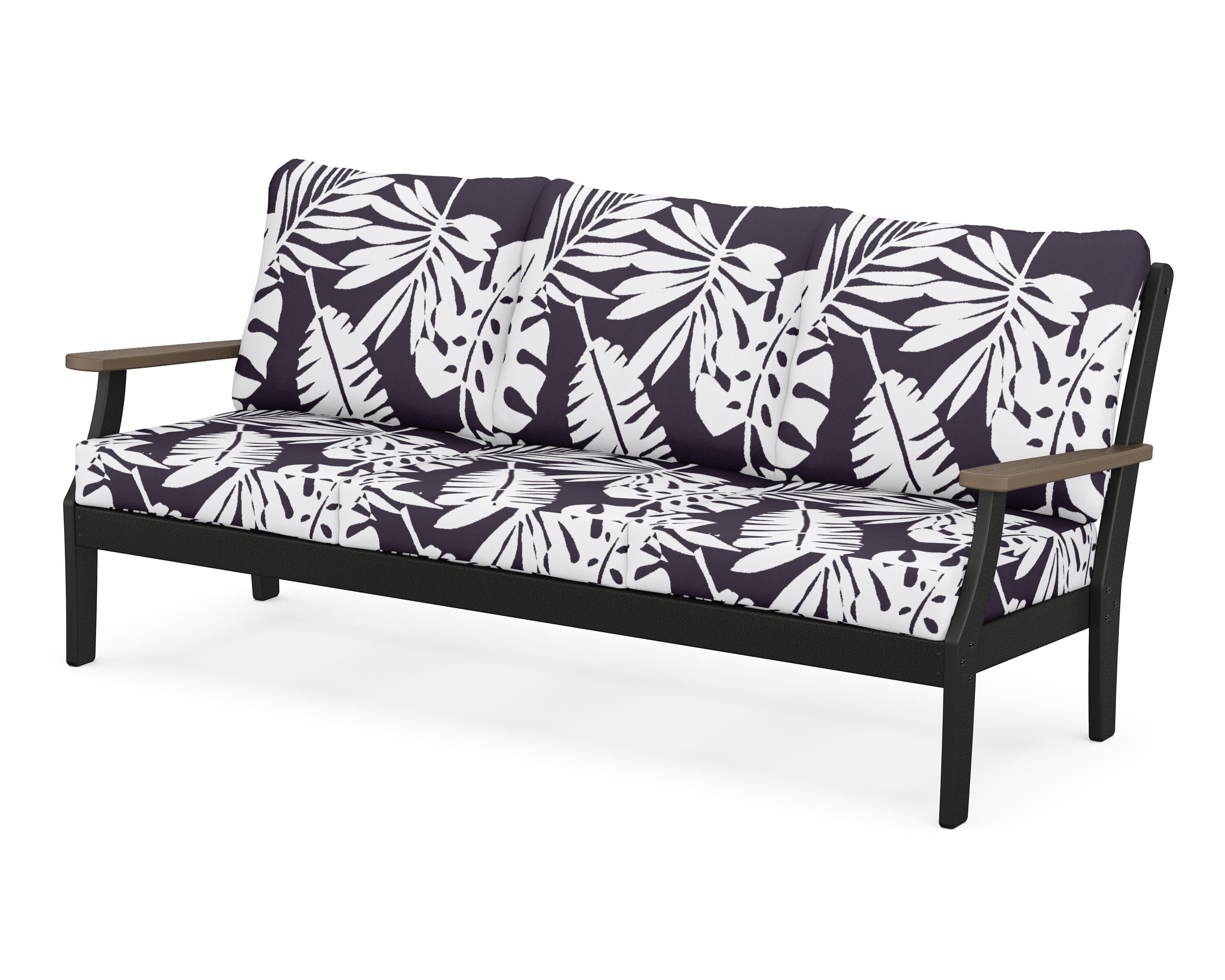 POLYWOOD® Braxton Deep Seating Sofa in Black / Kona / Leaf Navy
