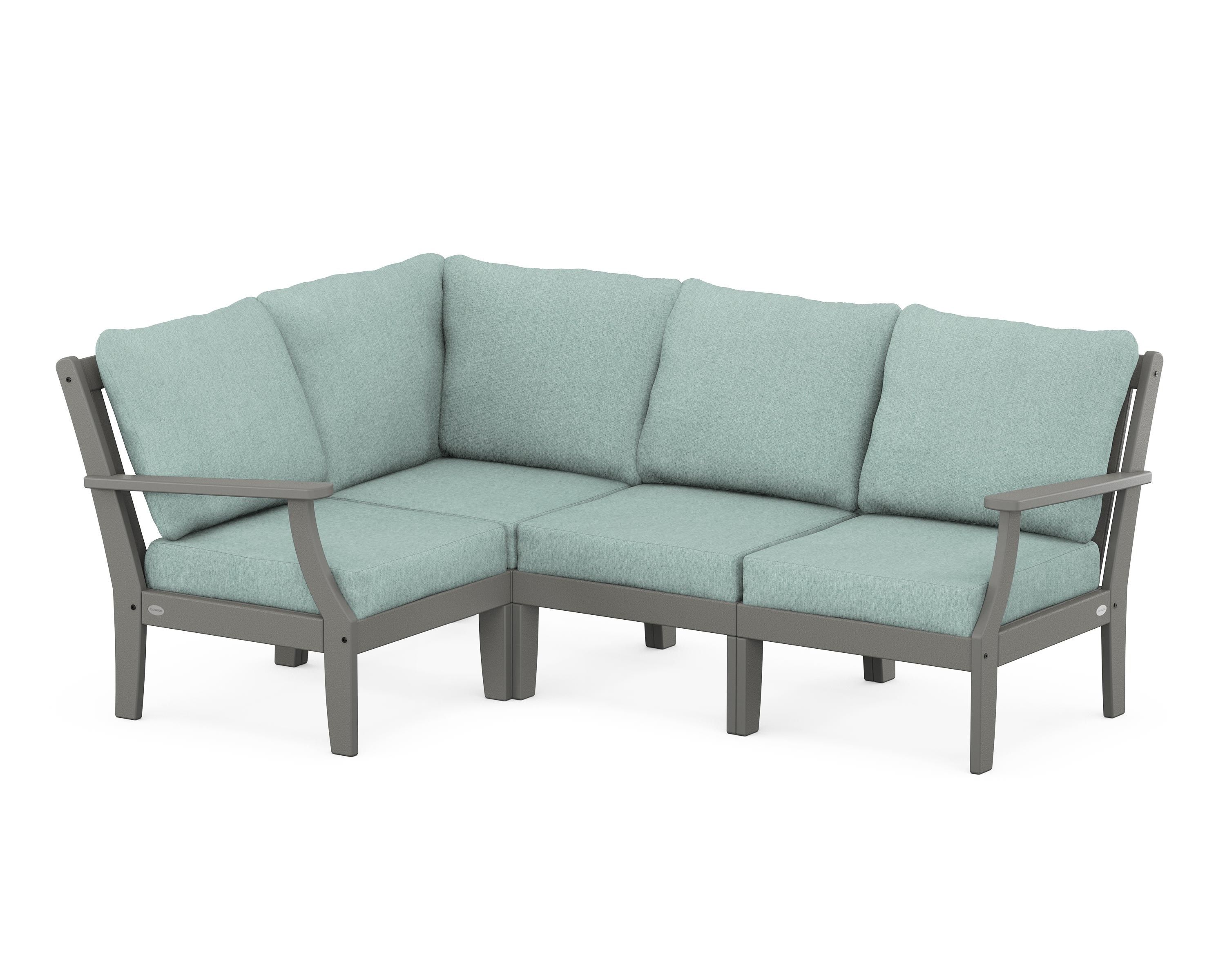 POLYWOOD® Braxton Modular 4-Piece Deep Seating Set in Slate Grey / Glacier Spa