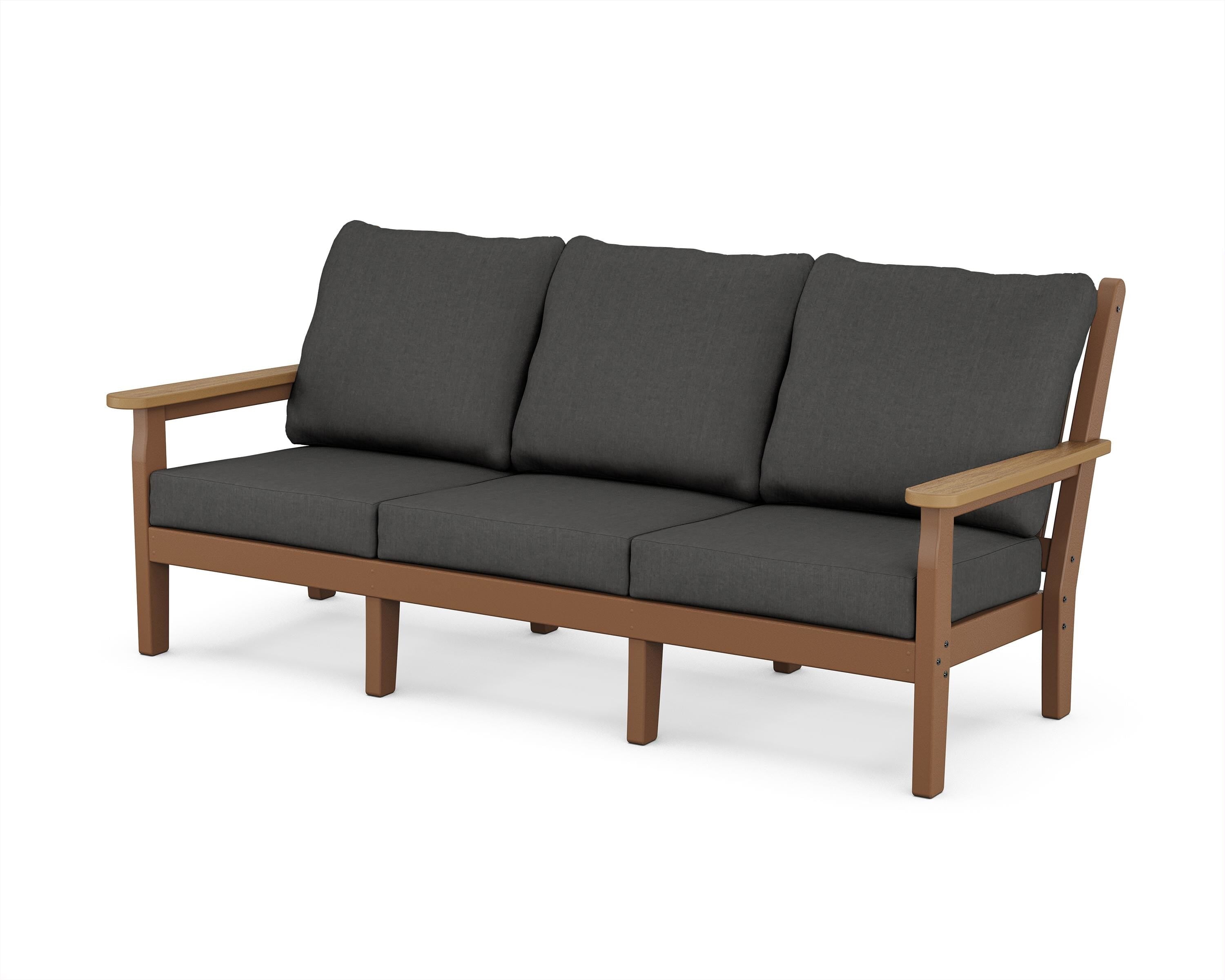 POLYWOOD® Chippendale Deep Seating Sofa in Teak / Natural / Spectrum Carbon