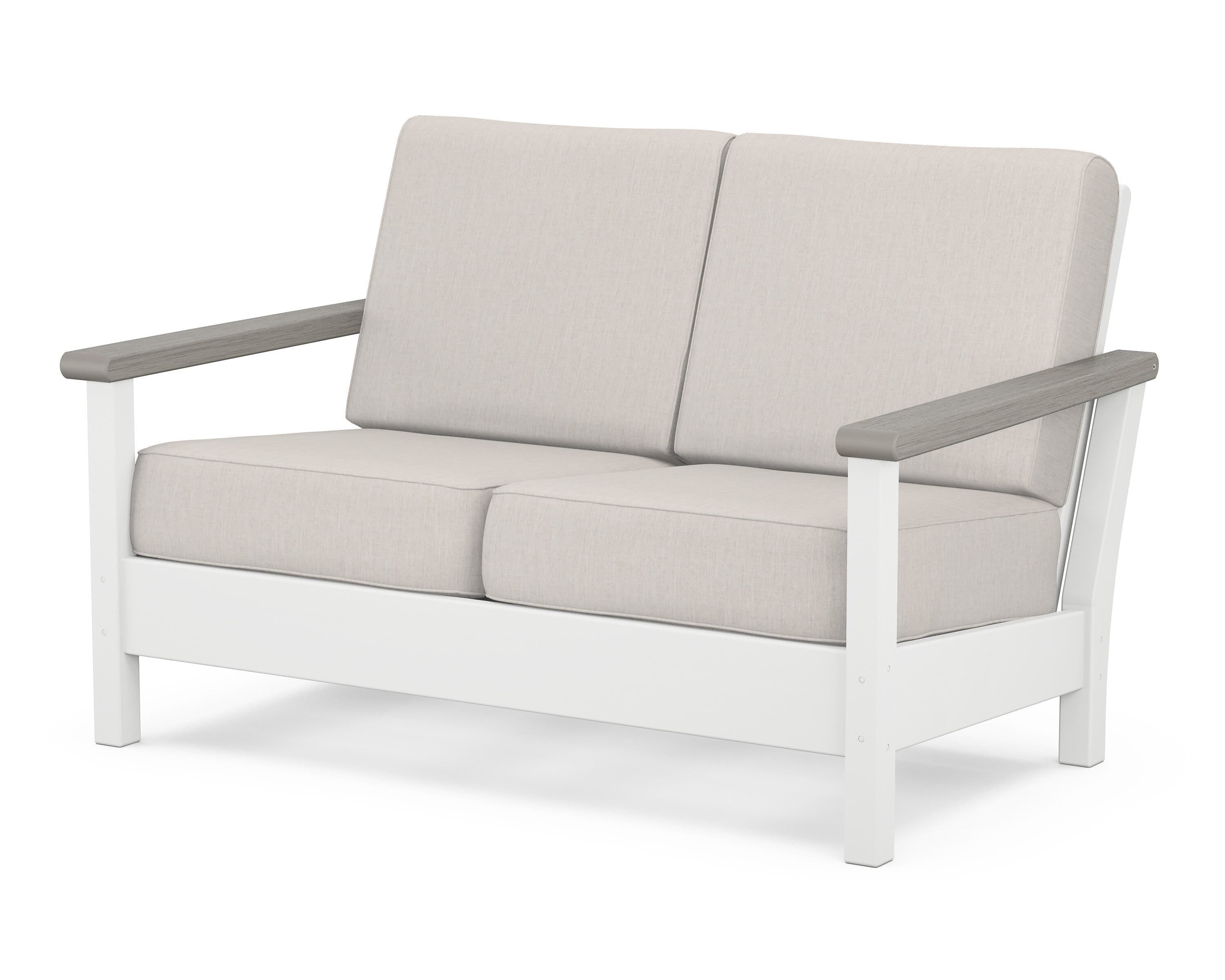 POLYWOOD® Harbour Deep Seating Loveseat in White / Driftwood / Cast Ash