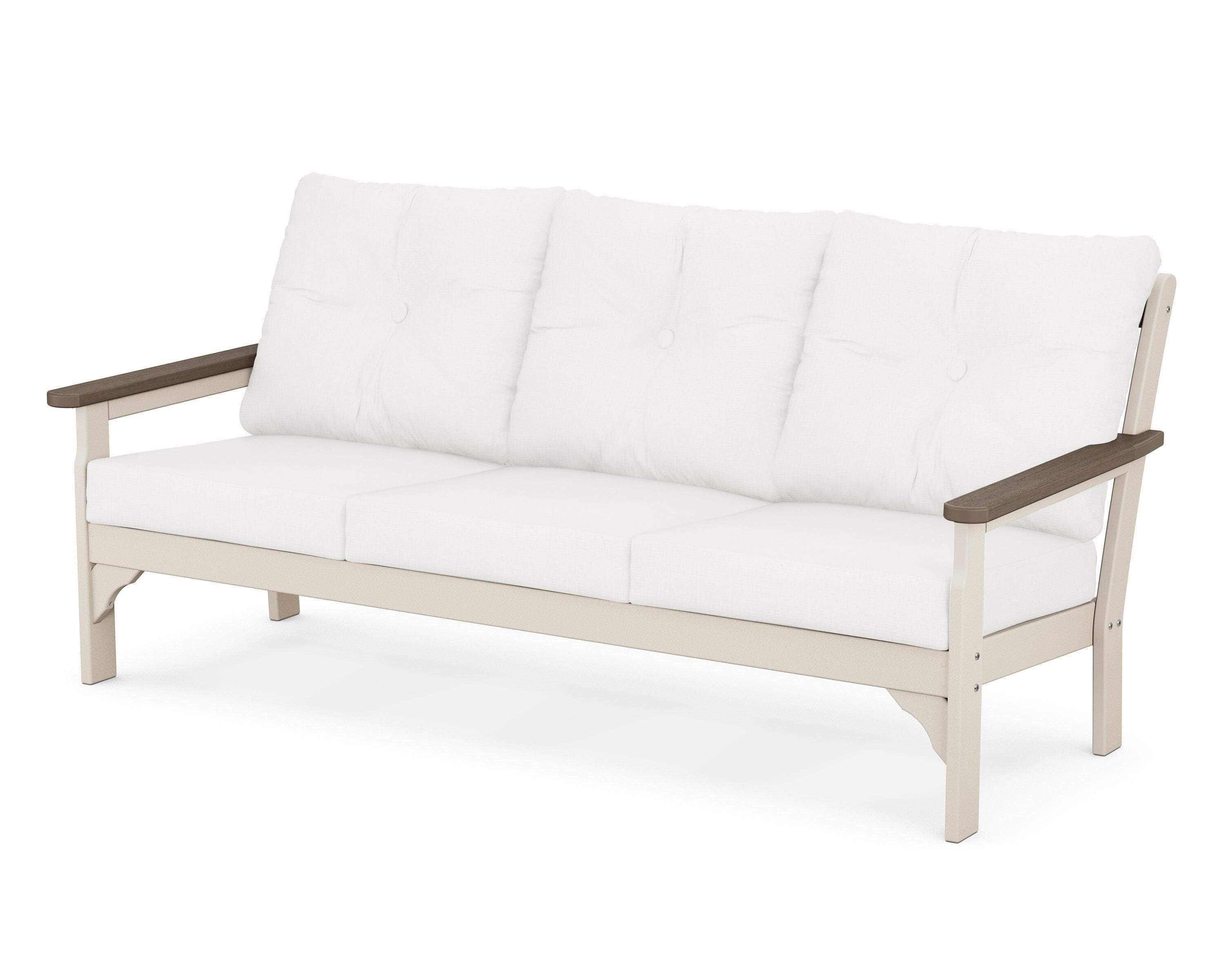 POLYWOOD® Vineyard Deep Seating Sofa in Sand / Kona / Natural Linen