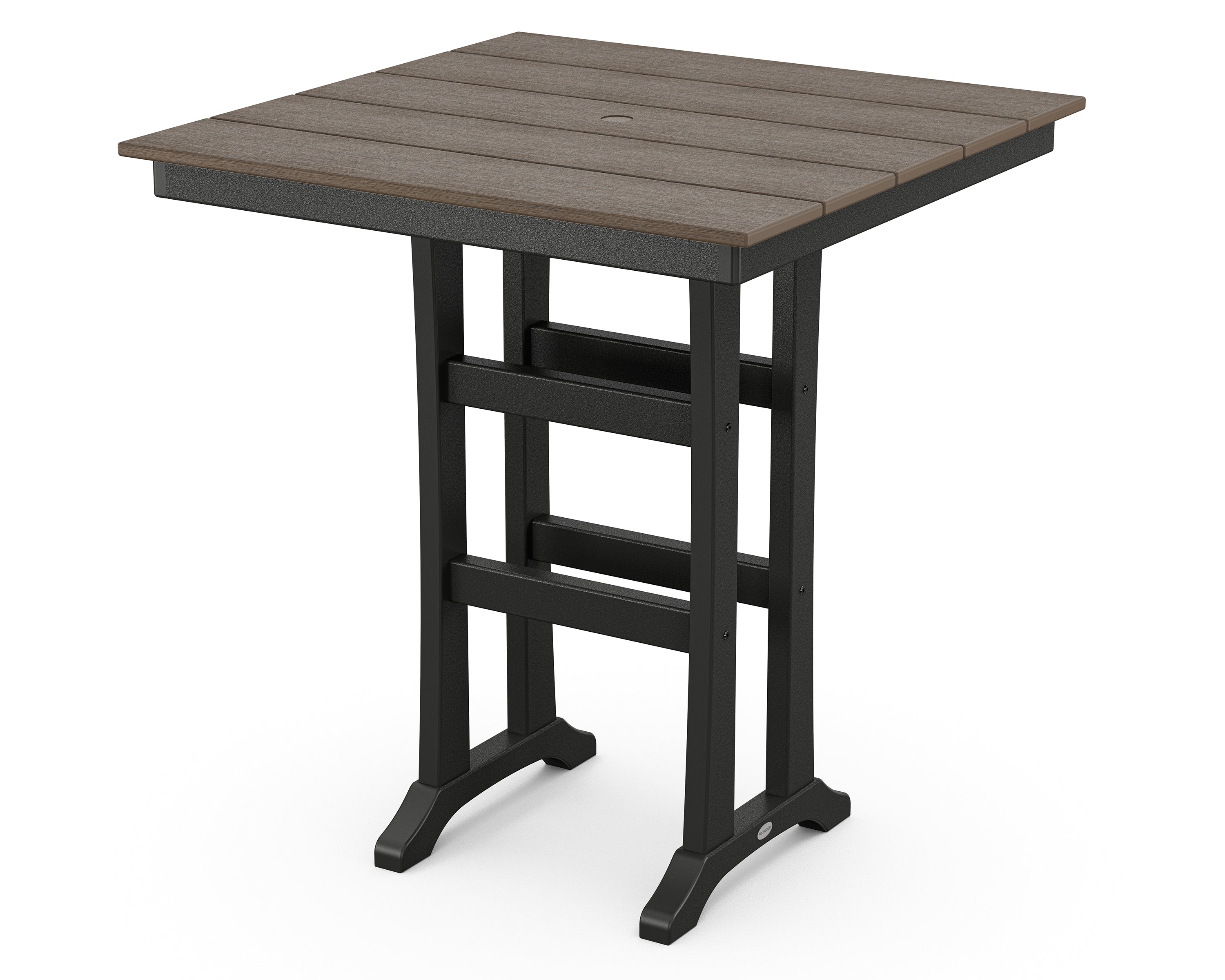 POLYWOOD® Farmhouse Trestle 37" Bar Table in Black / Kona
