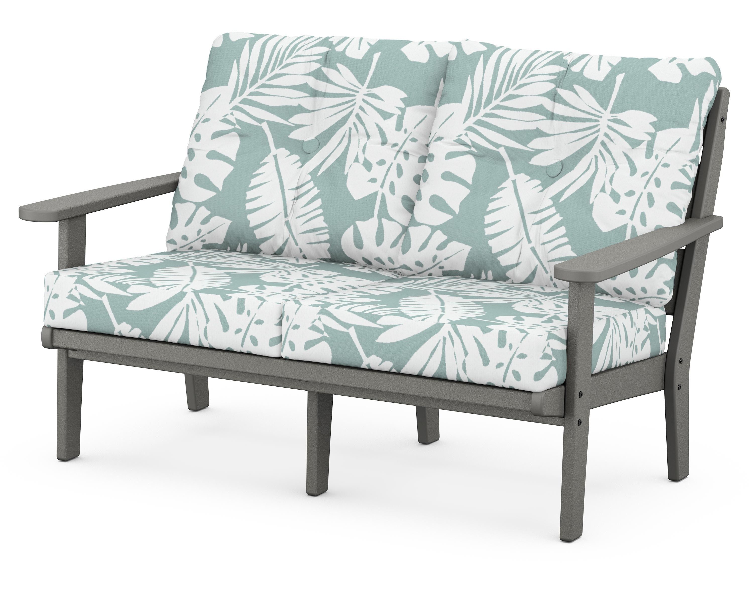 POLYWOOD® Lakeside Deep Seating Loveseat in Slate Grey / Leaf Glacier Spa