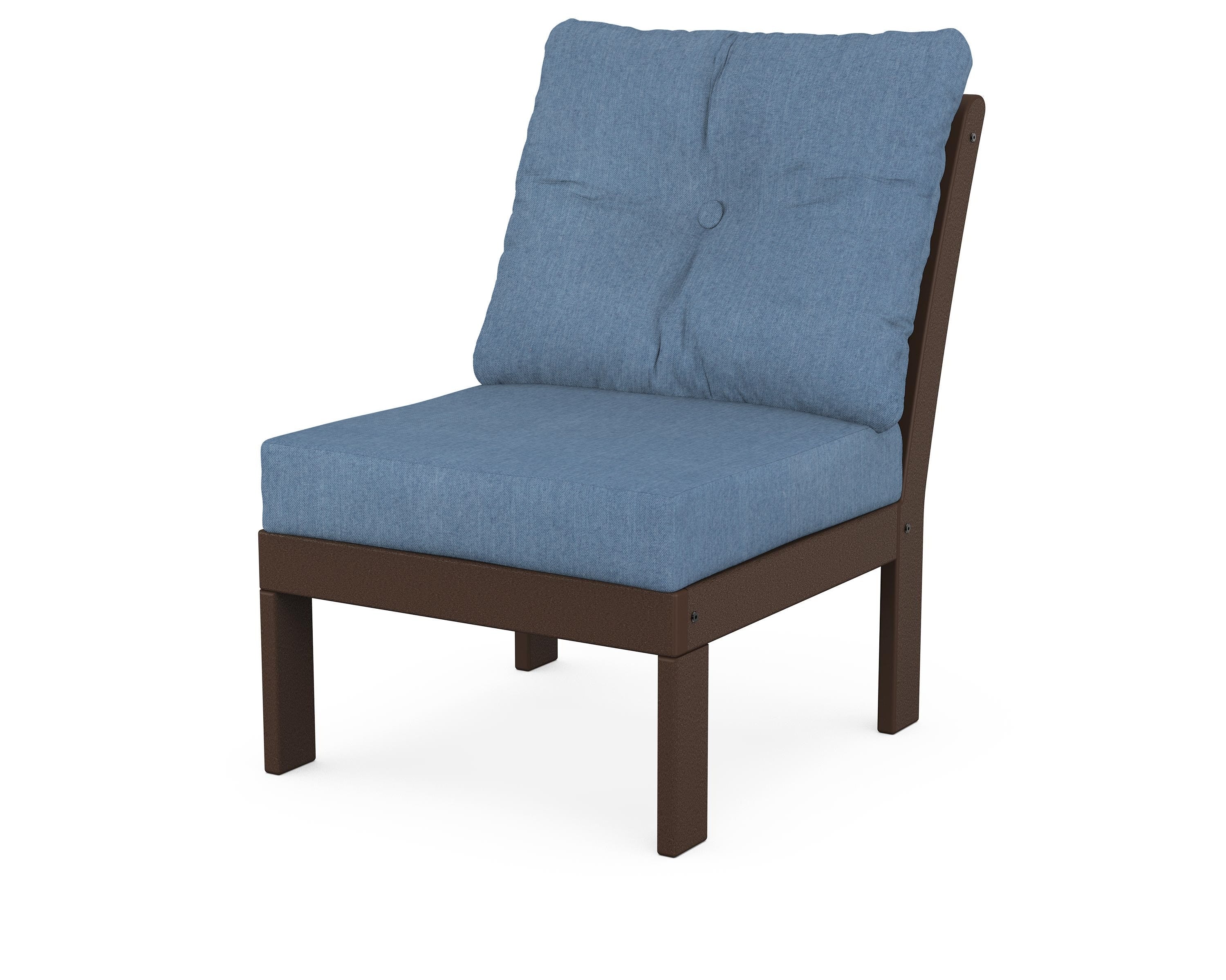 POLYWOOD® Vineyard Modular Armless Chair in Mahogany / Sky Blue