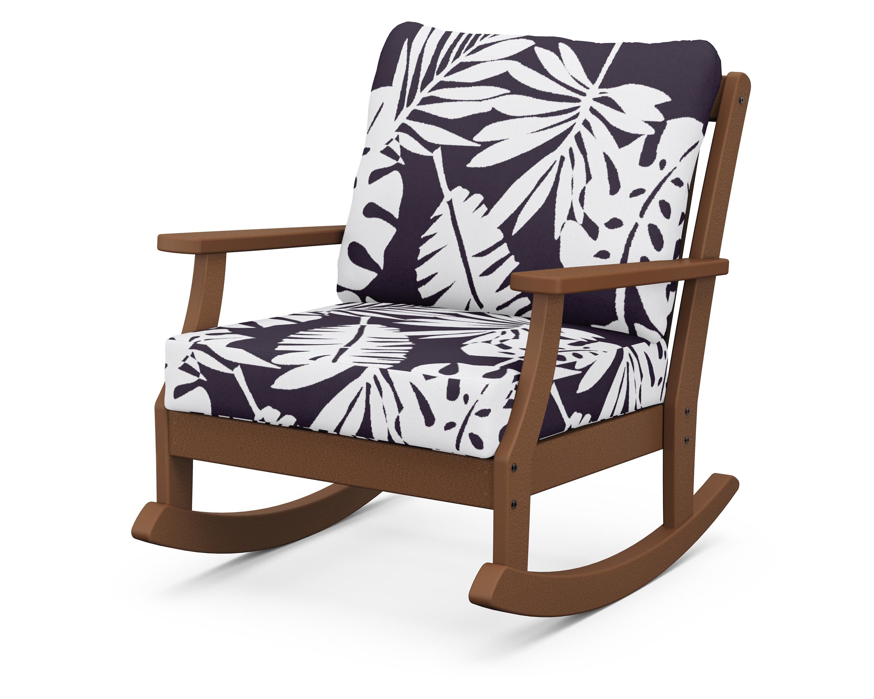 POLYWOOD® Braxton Deep Seating Rocking Chair in Teak / Leaf Navy