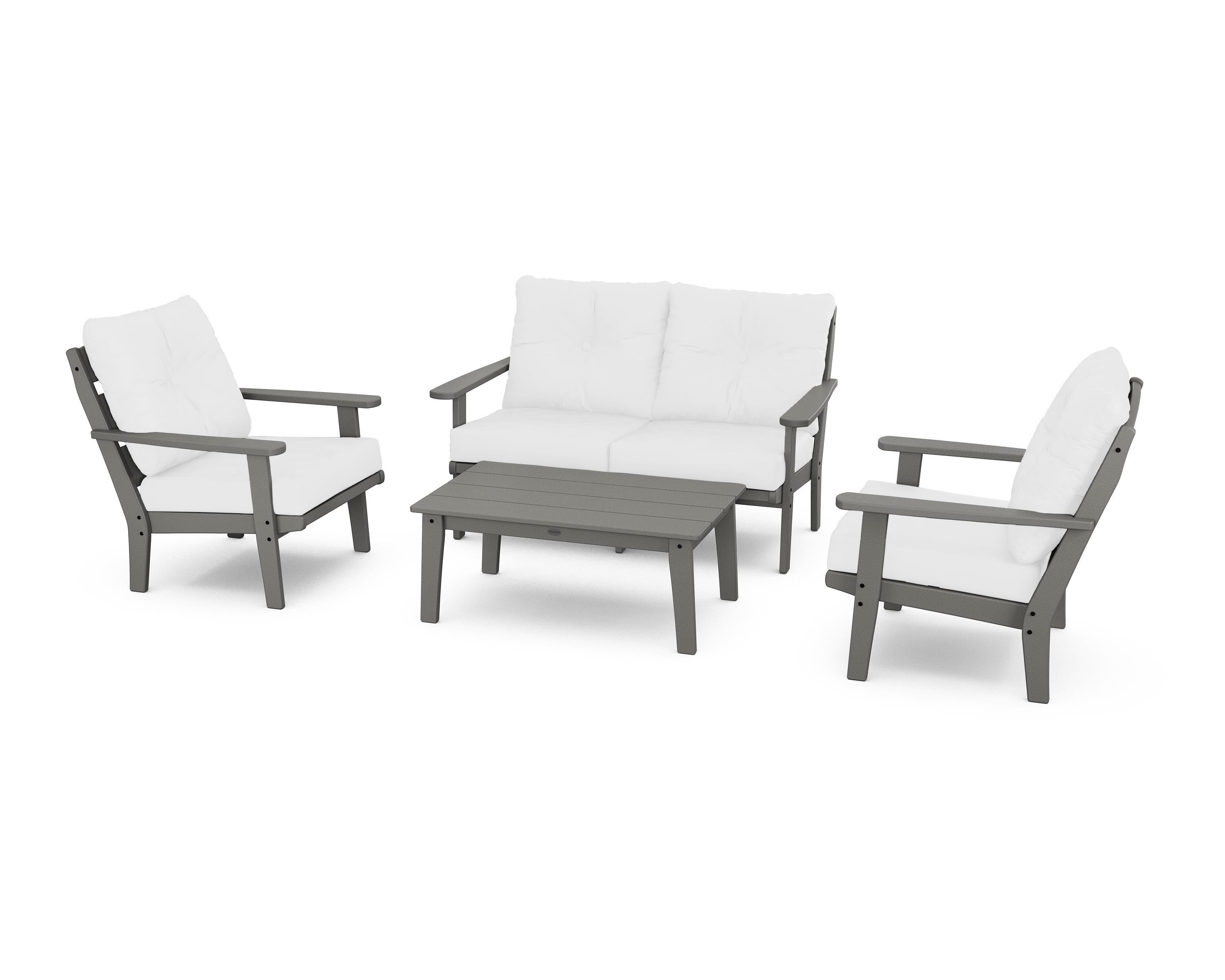 POLYWOOD® Lakeside 4-Piece Deep Seating Set in Slate Grey / Natural