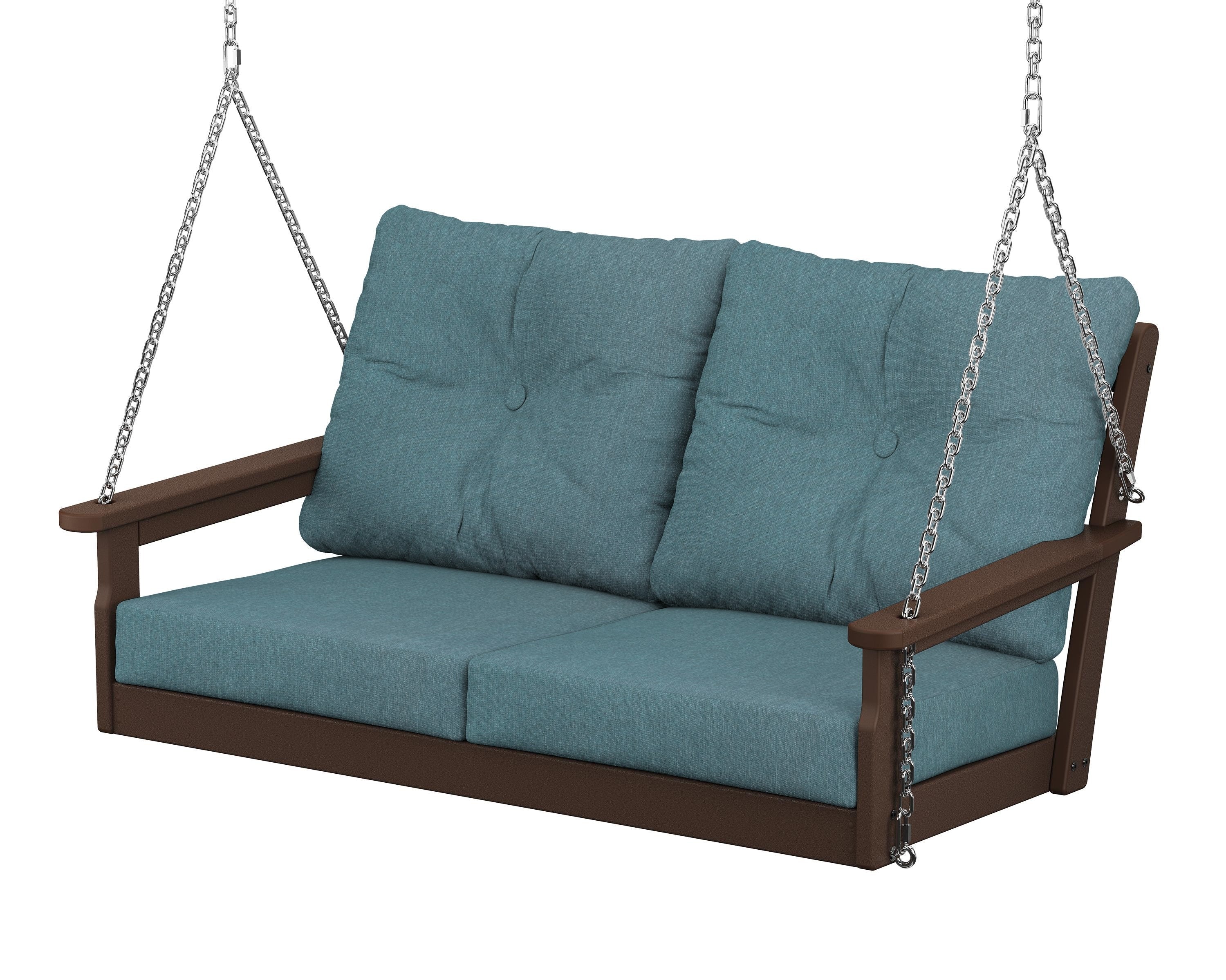 POLYWOOD® Vineyard Deep Seating Swing in Mahogany / Ocean Teal